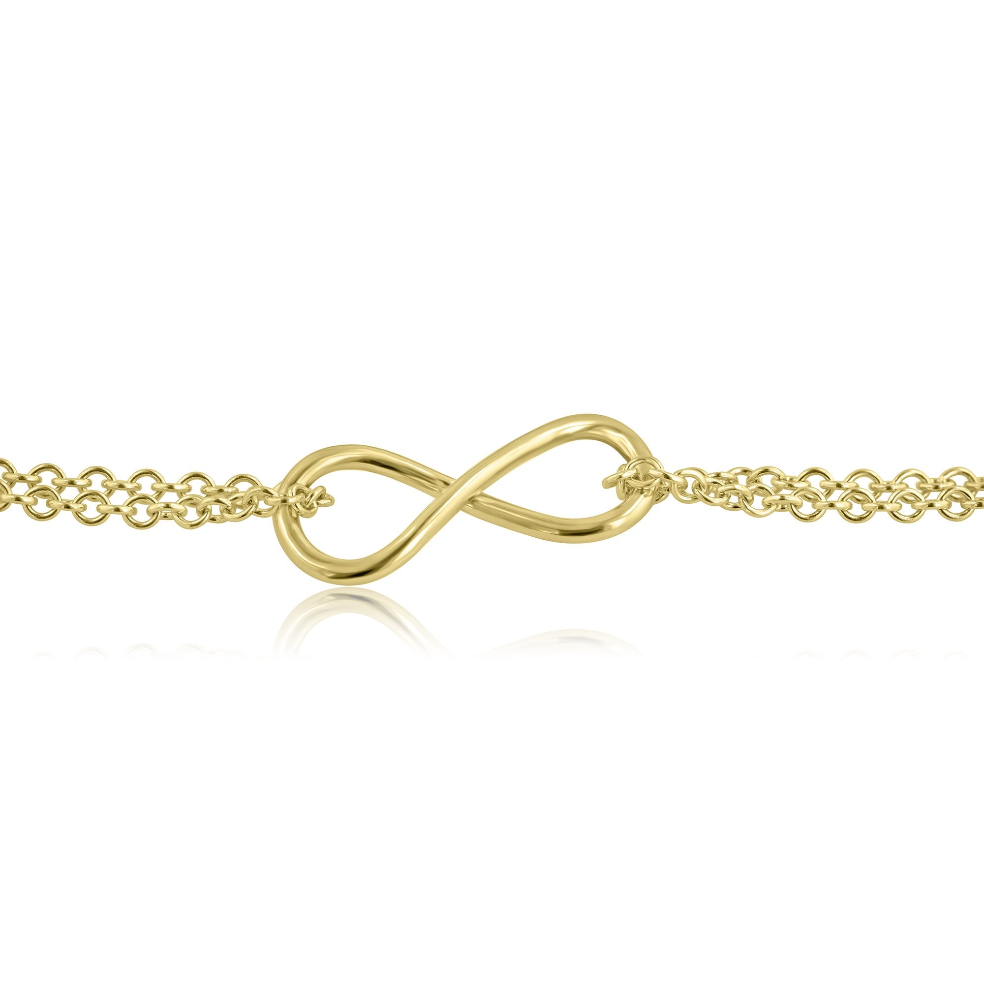 Handmade 9ct Yellow Gold Small Infinity Bracelet With Double Chain
