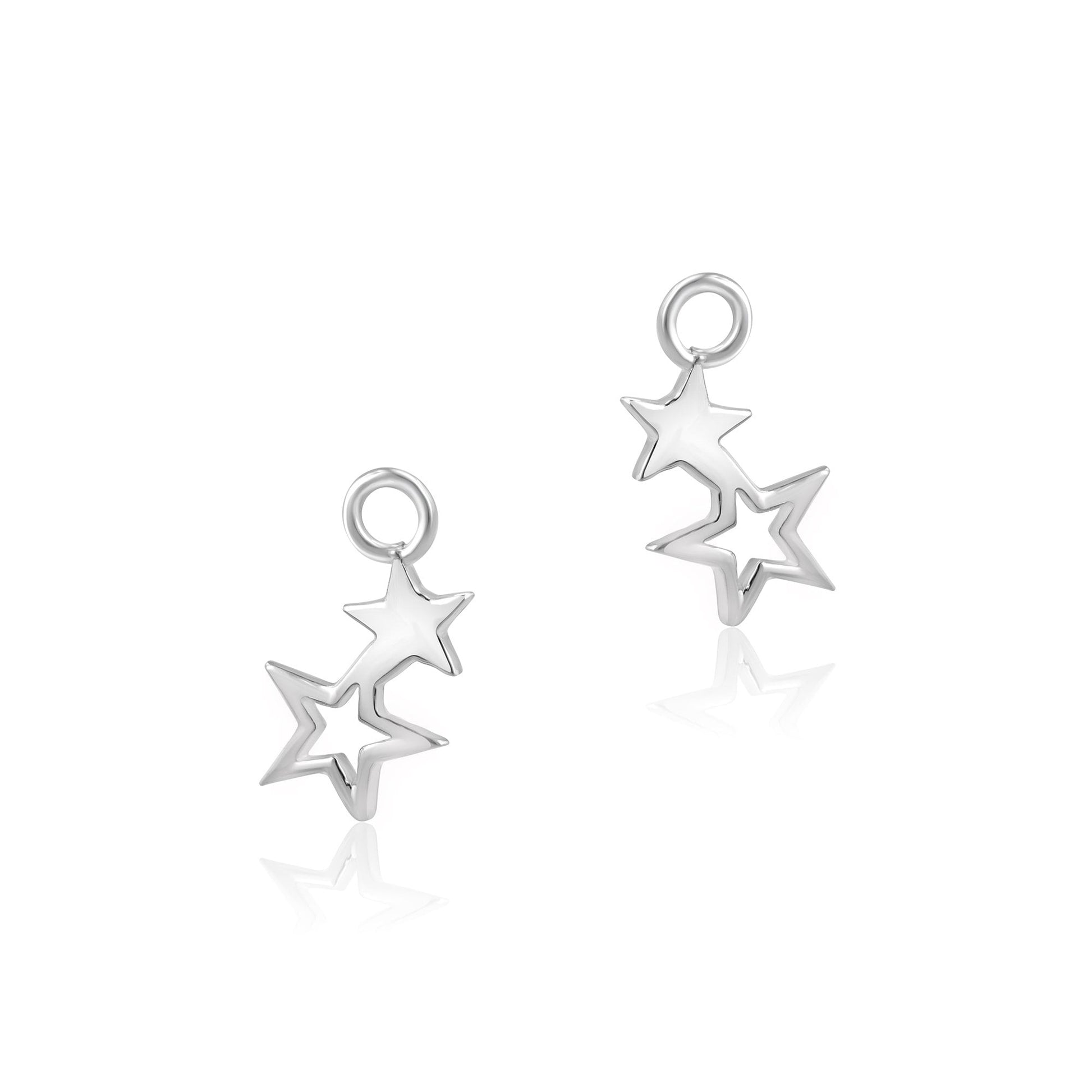 Sterling Silver Double Star Charm (For Hoop Earrings Sold Separately)