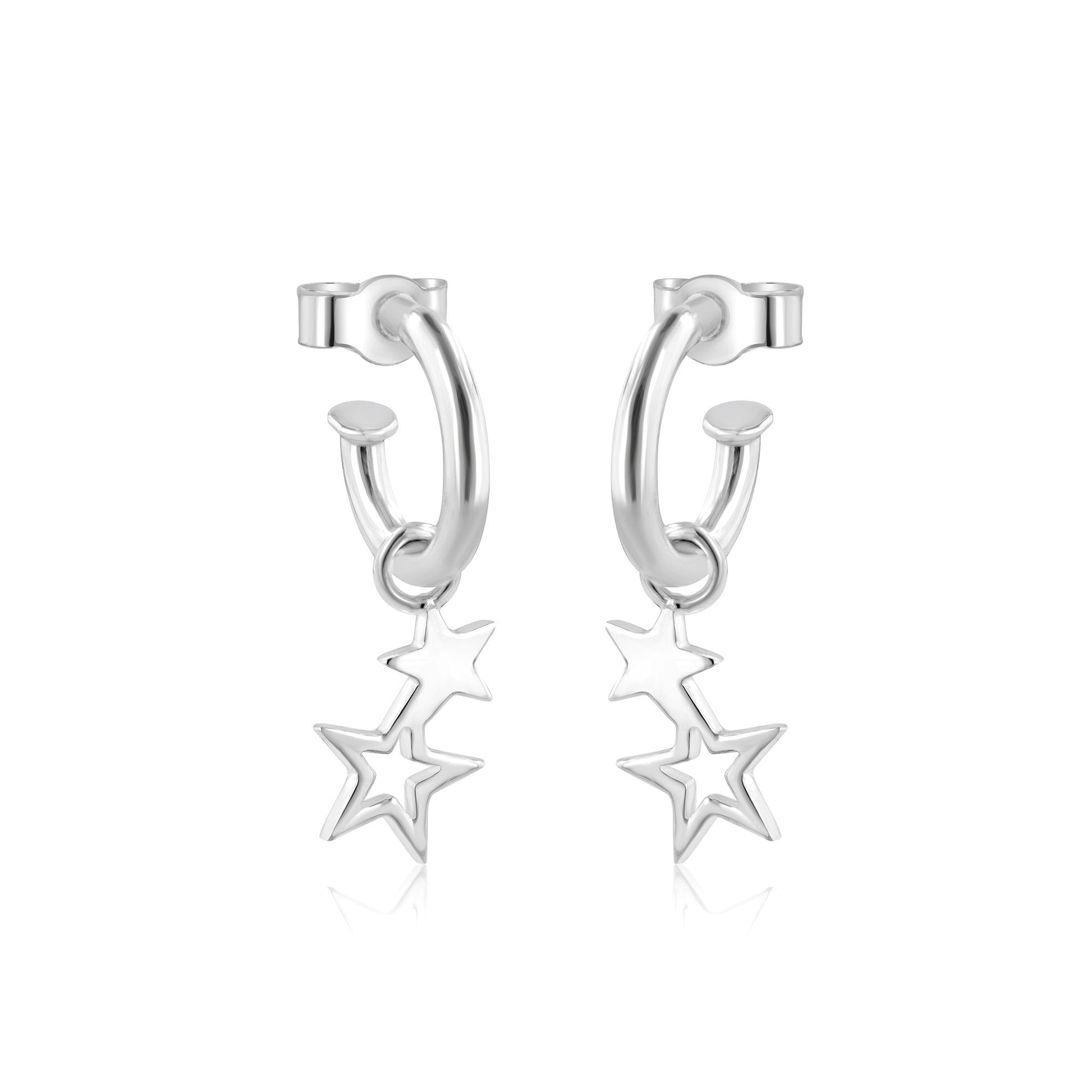 Sterling Silver Double Star Charm (For Hoop Earrings Sold Separately)