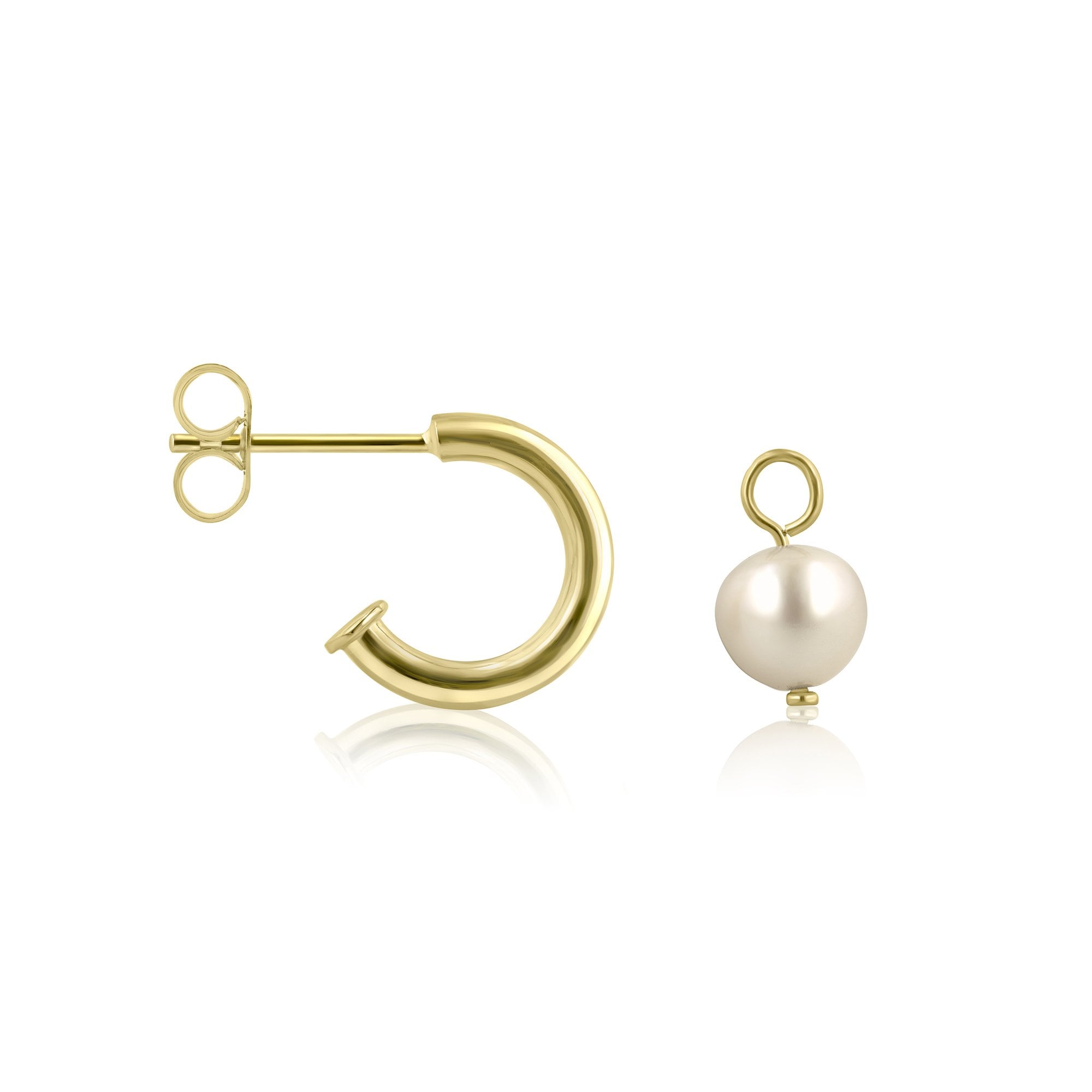 9ct Yellow Gold Cultured Freshwater Pearl Charms (For Hoop Earrings Sold Separately)