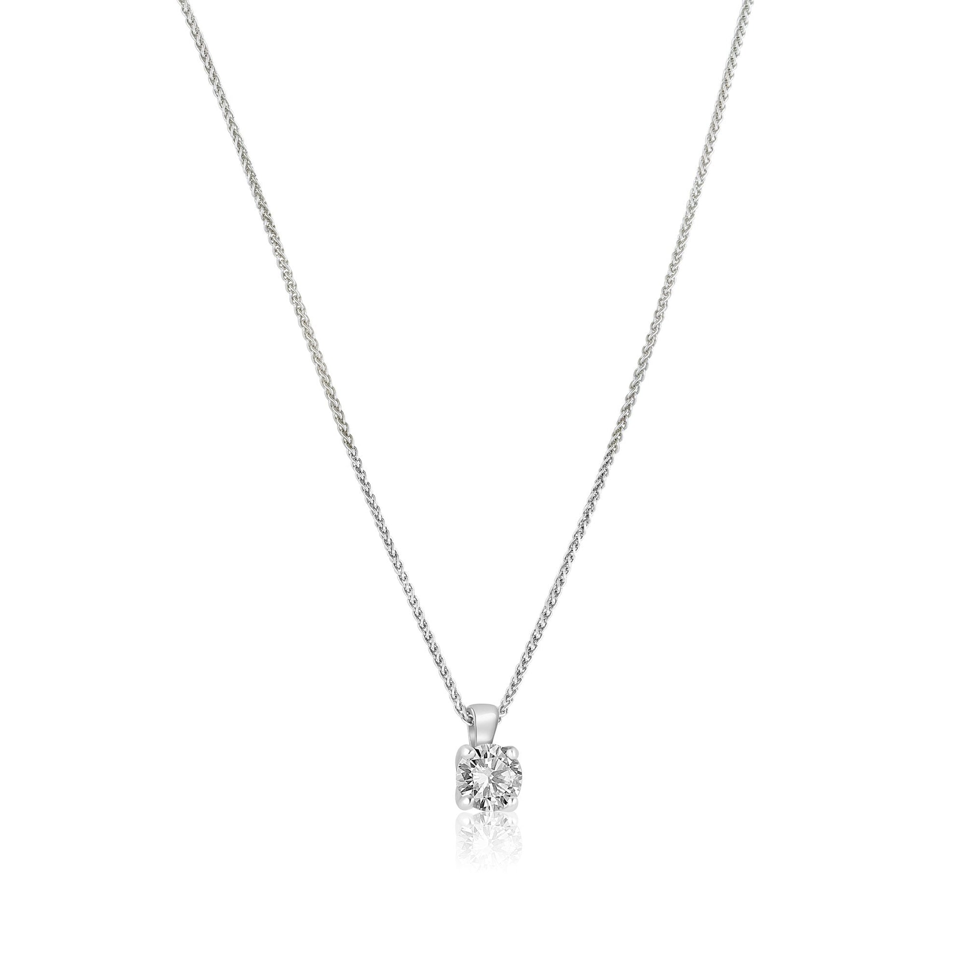 18ct White Gold Natural Diamond Pendant in a Tulip Setting