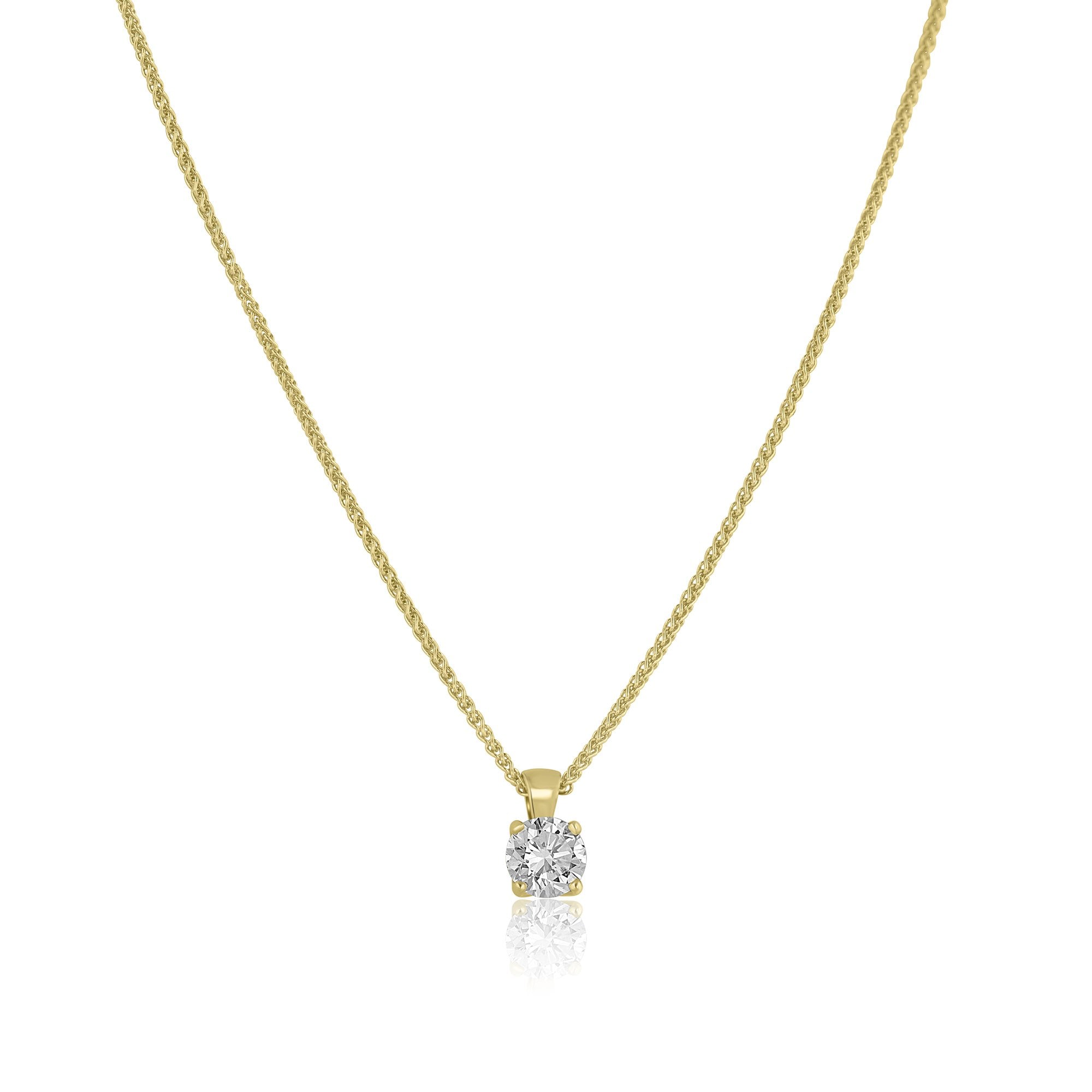 18ct Yellow Gold 0.63ct Diamond Pendant in a Tulip Setting with Spiga Chain