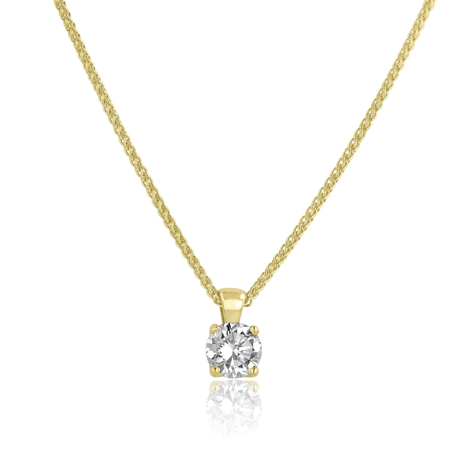 18ct Yellow Gold 0.63ct Diamond Pendant in a Tulip Setting with Spiga Chain