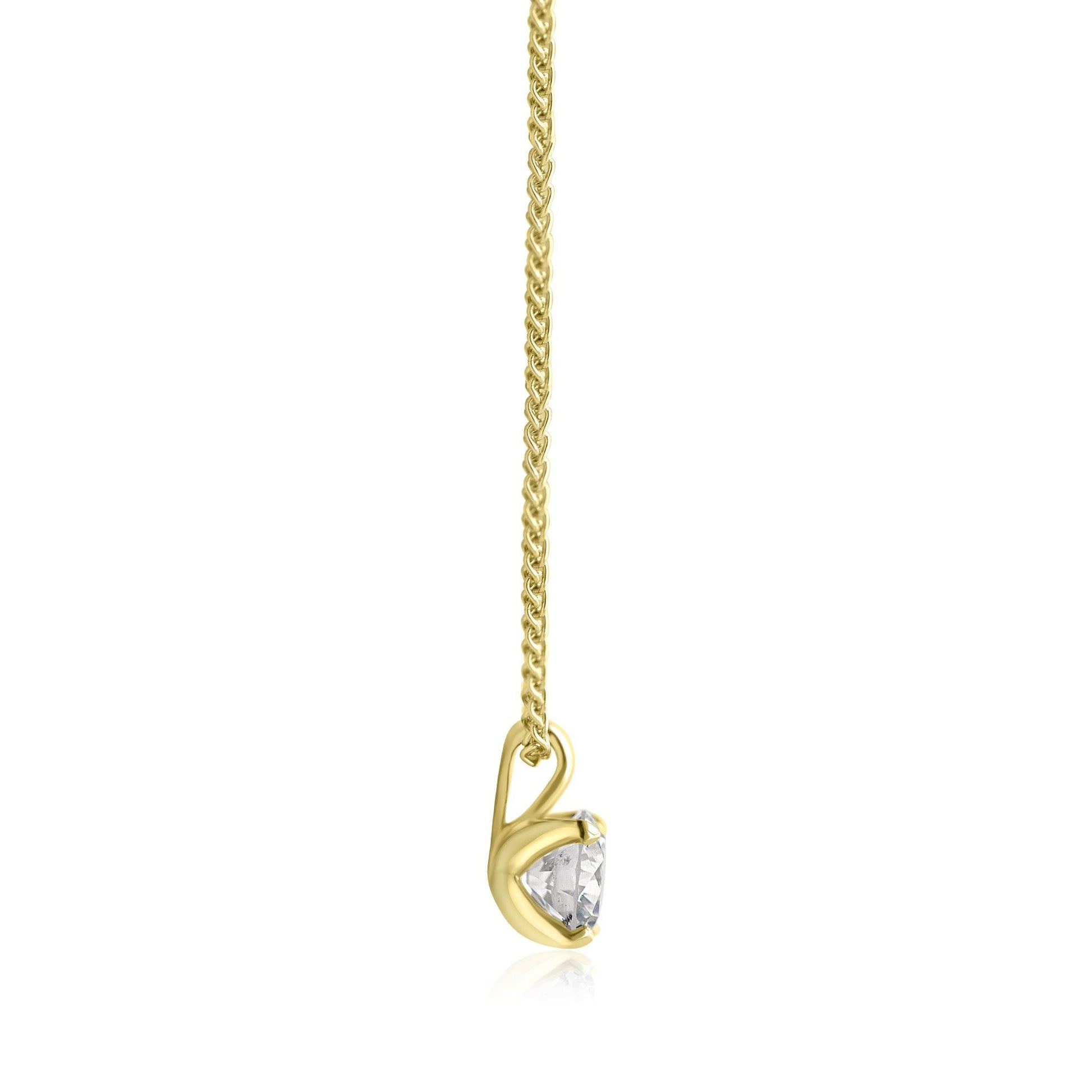 18ct Yellow Gold 0.63ct Diamond Pendant in a Tulip Setting with Spiga Chain