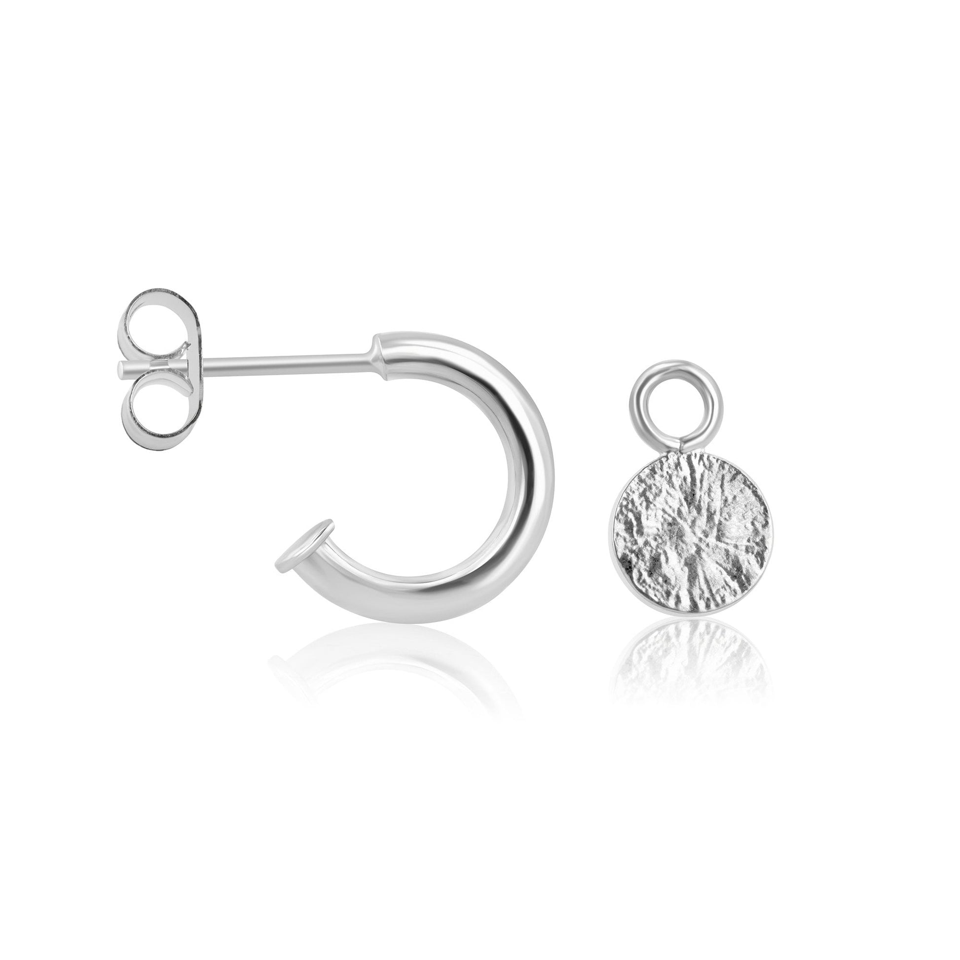Sterling Silver 'Lunar' Disc Charms (For Hoop Earrings Sold Separately)