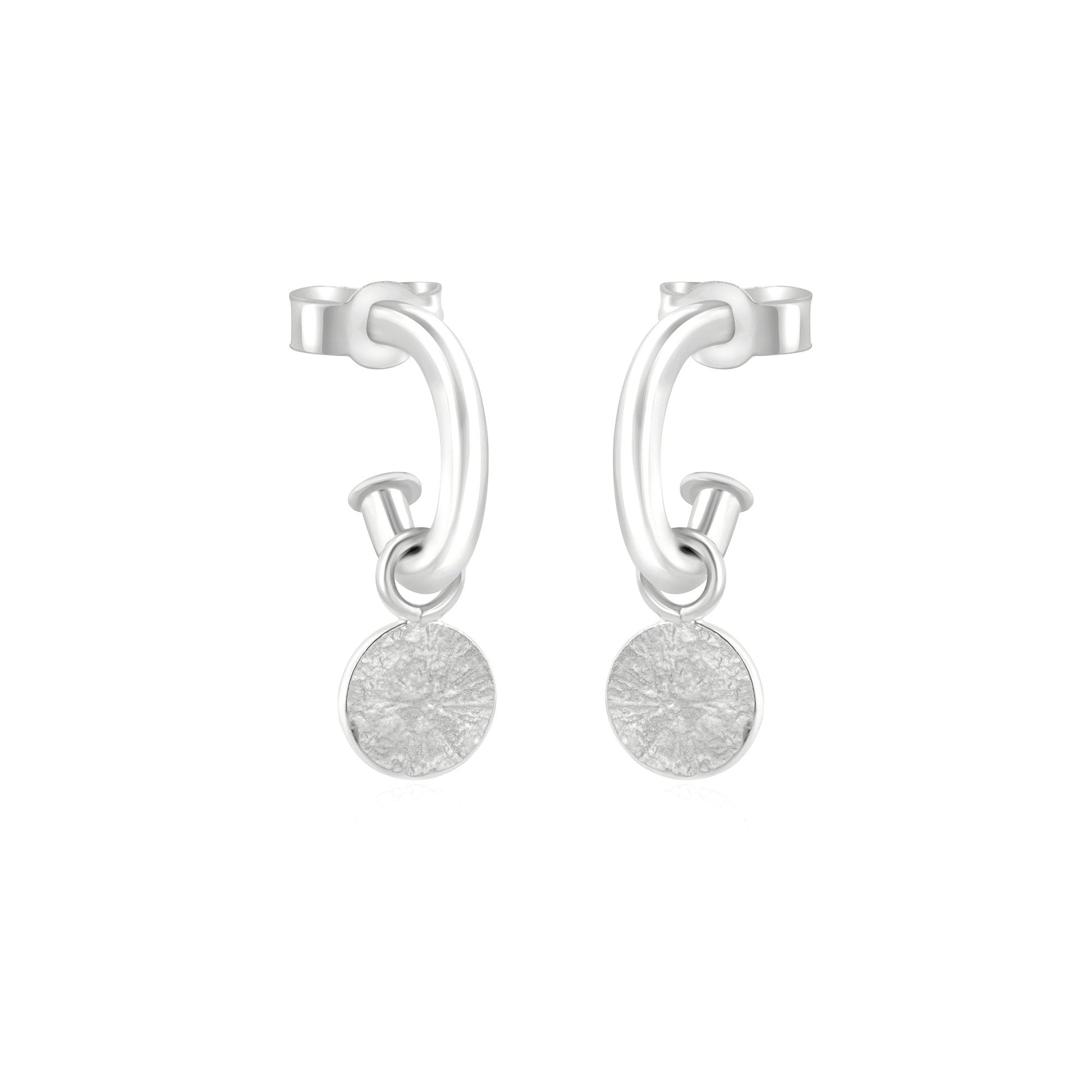 Sterling Silver 'Lunar' Disc Charms (For Hoop Earrings Sold Separately)