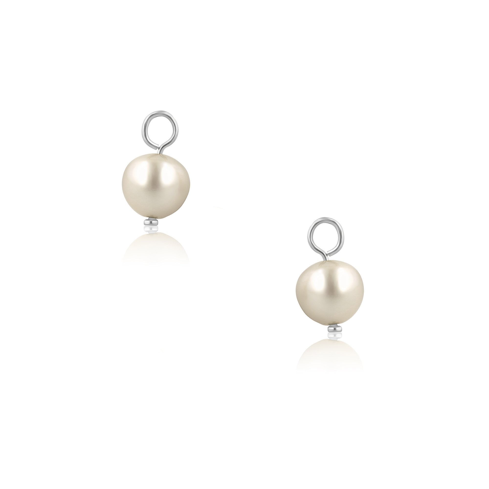 Sterling Silver Cultured Freshwater Pearl Charms (For Hoop Earrings Sold Separately)