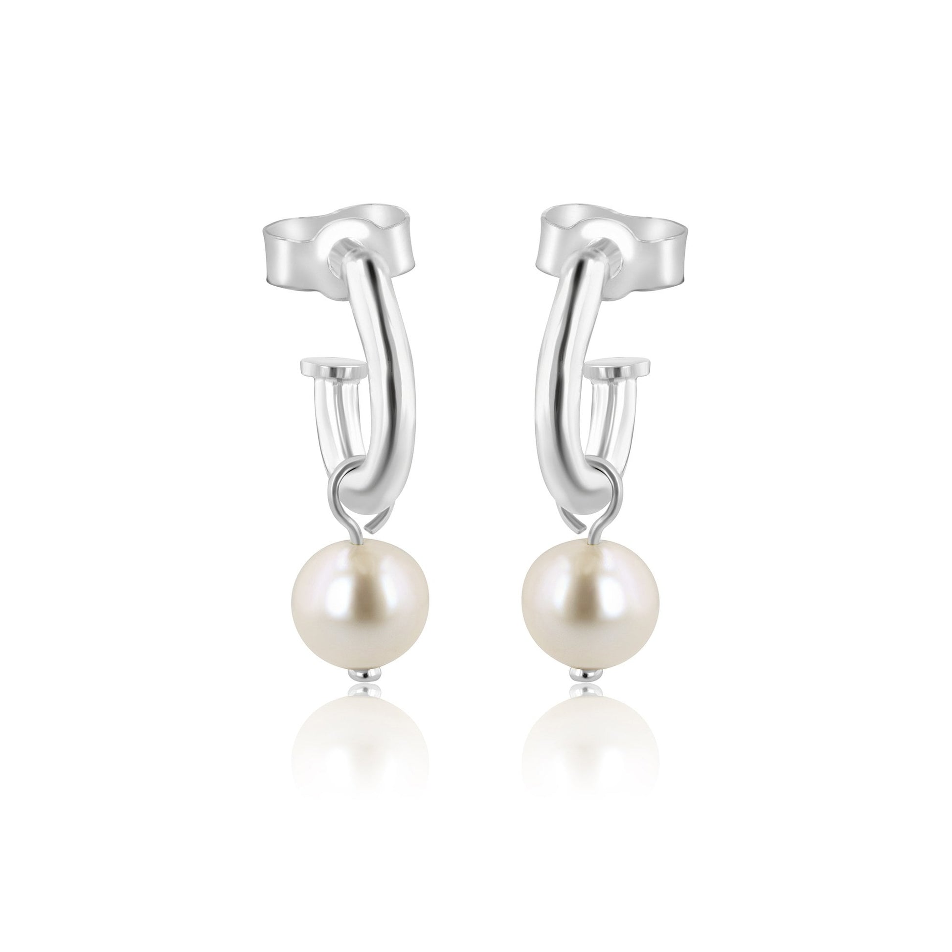 Sterling Silver Cultured Freshwater Pearl Charms (For Hoop Earrings Sold Separately)