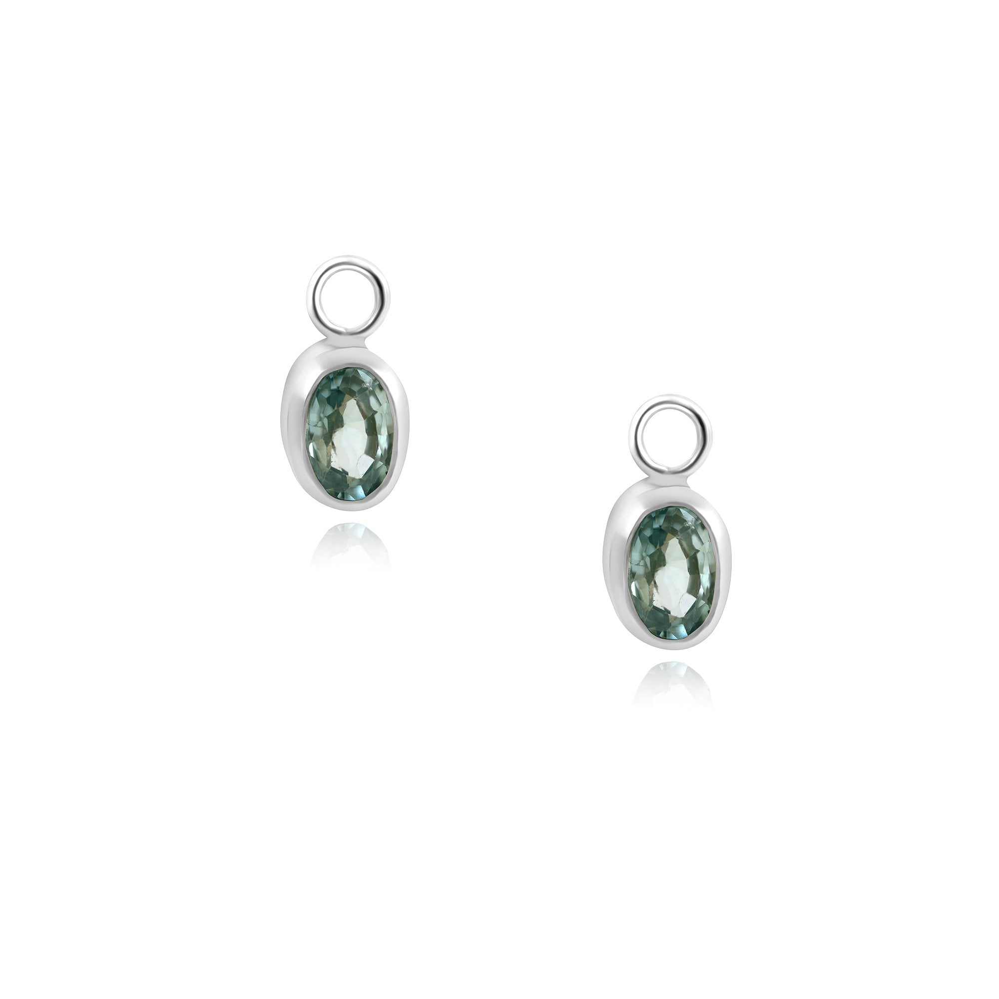 Sterling Silver Oval Blue Topaz Charms (For Hoop Earrings Sold Separately)