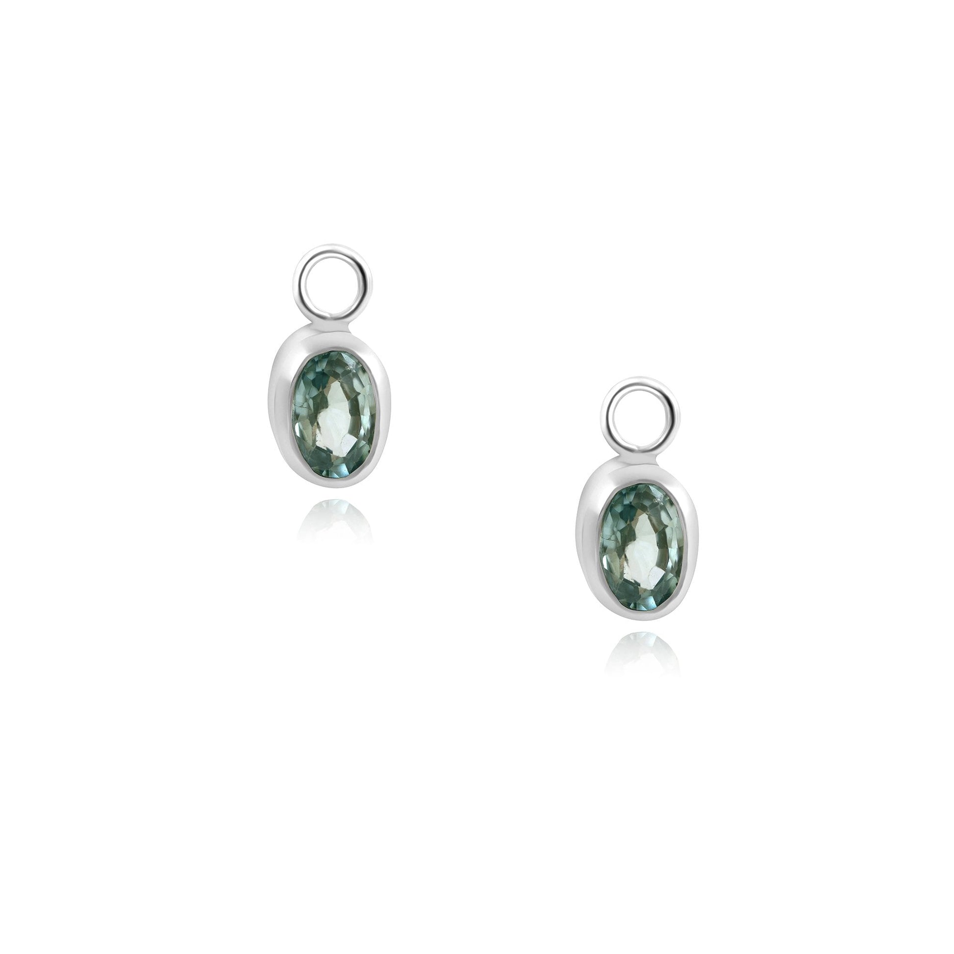 Sterling Silver Oval Blue Topaz Charms (For Hoop Earrings Sold Separately)