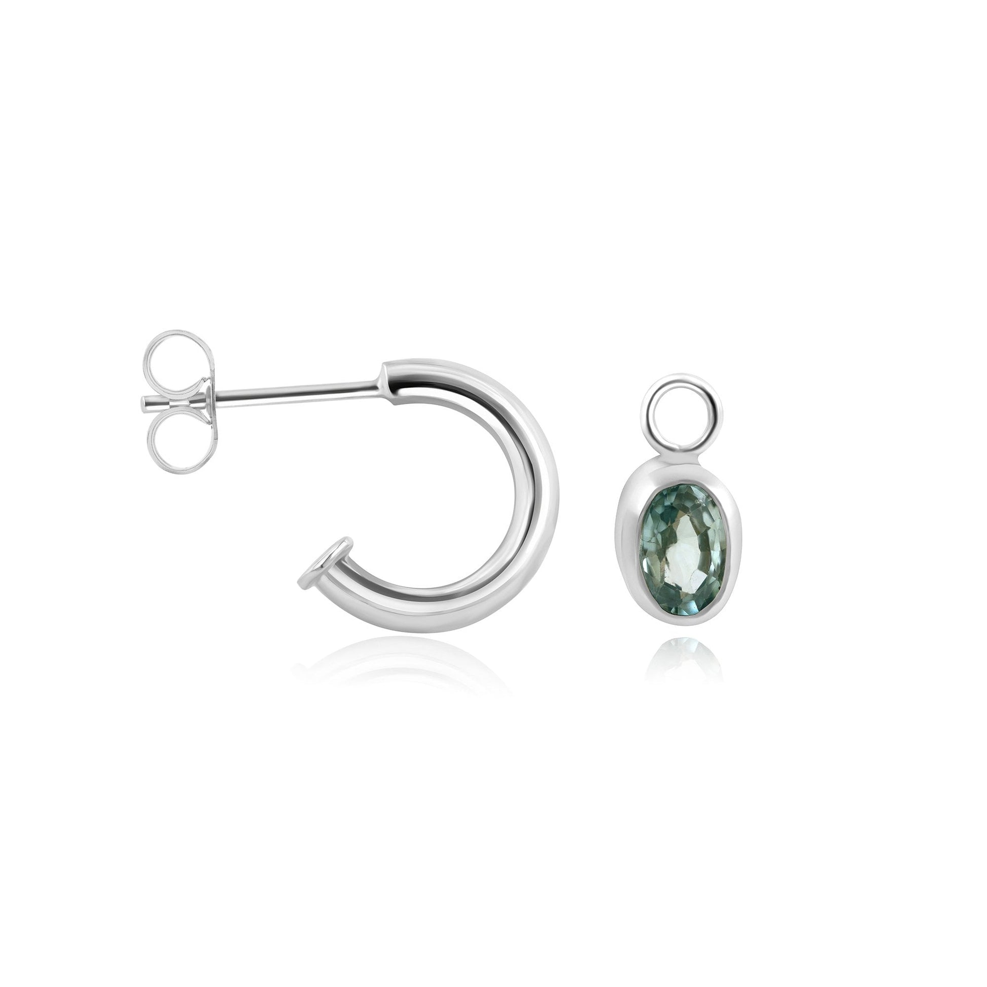 Sterling Silver Oval Blue Topaz Charms (For Hoop Earrings Sold Separately)