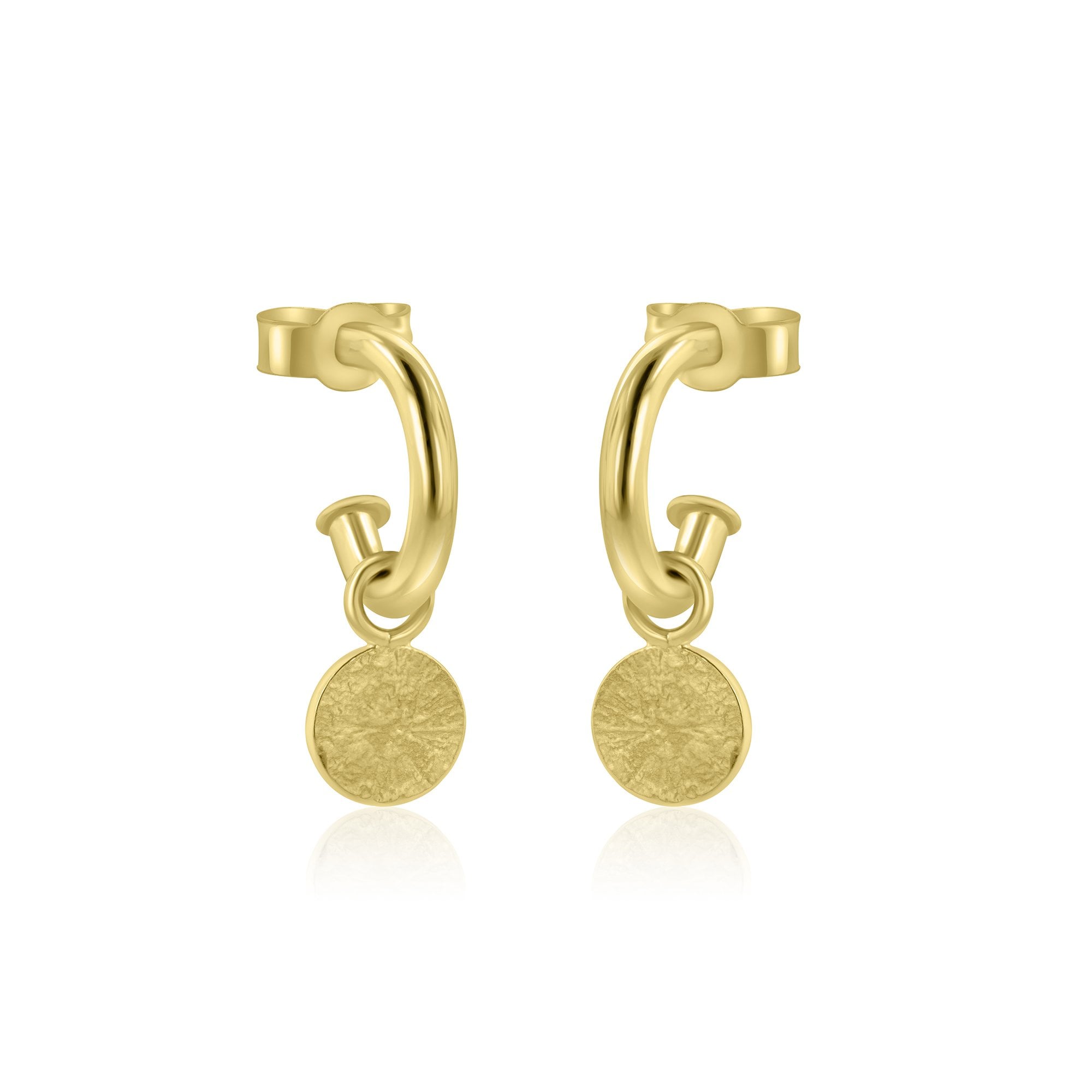 9ct Yellow Gold 'Lunar' Disc Charms (For Hoop Earrings Sold Separately)