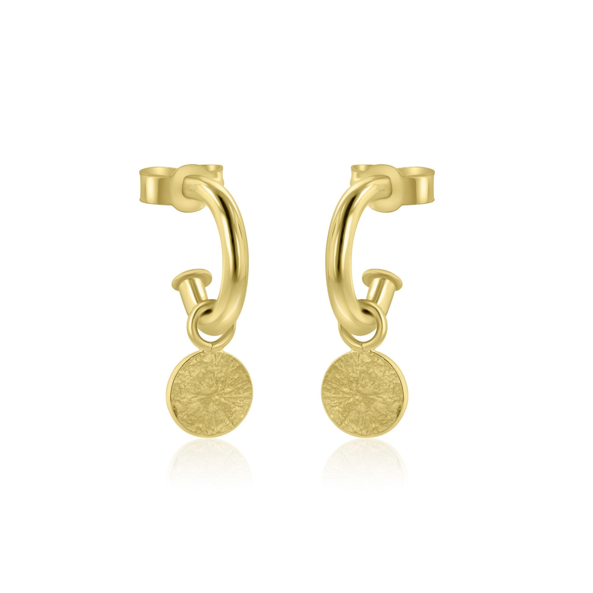 9ct Yellow Gold 'Lunar' Disc Charms (For Hoop Earrings Sold Separately)