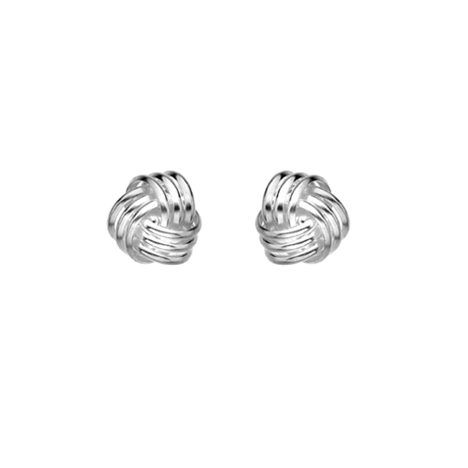Silver Three Strand Knot Stud Earrings