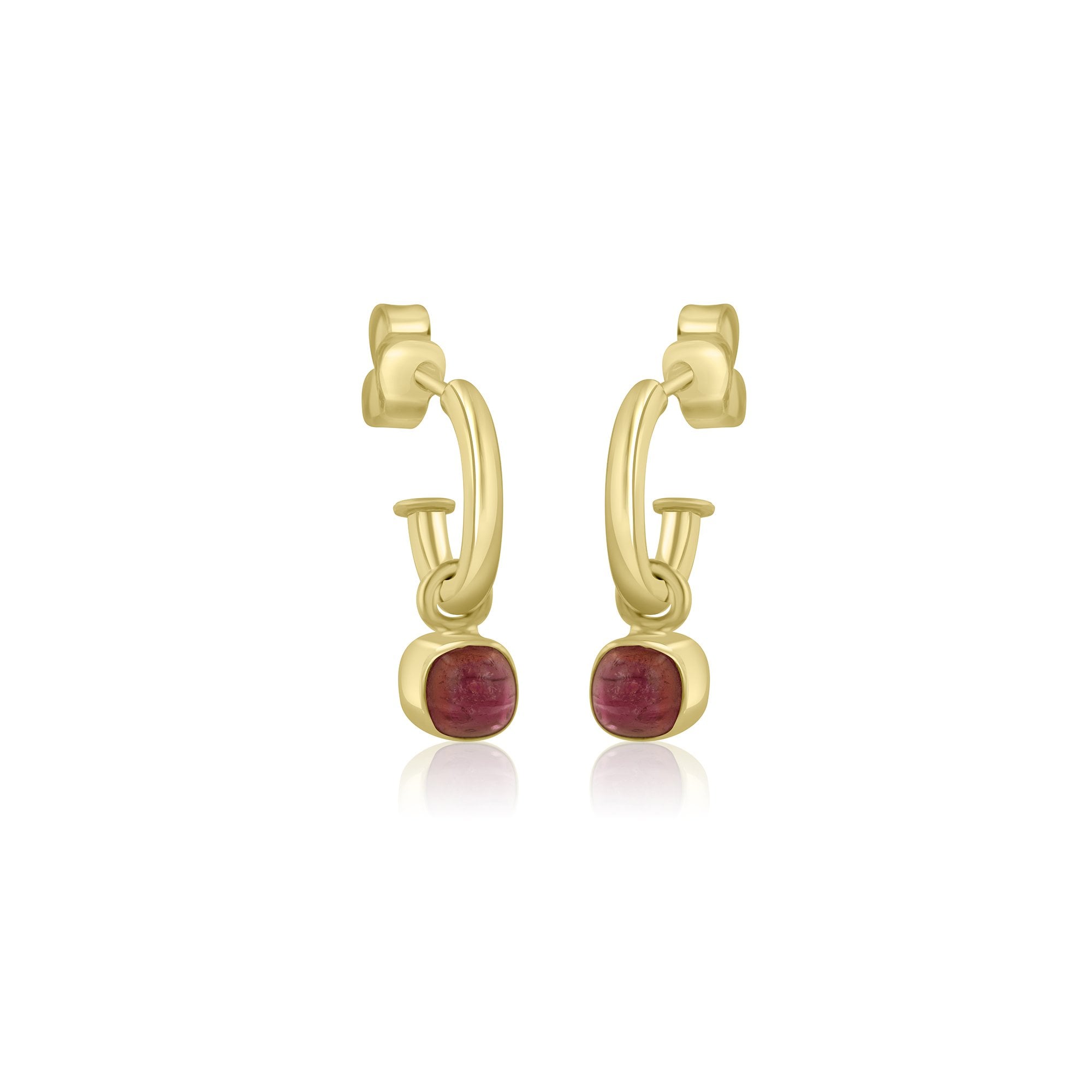 9ct Yellow Gold Pink Tourmaline Charms (For Hoop Earrings Sold Separately)