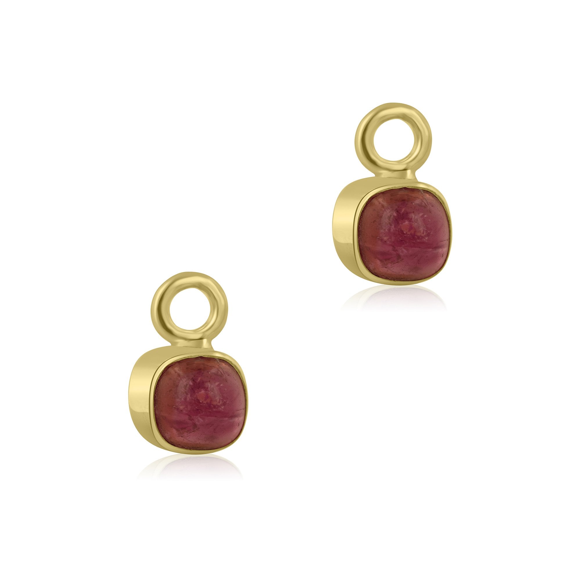 9ct Yellow Gold Pink Tourmaline Charms (For Hoop Earrings Sold Separately)