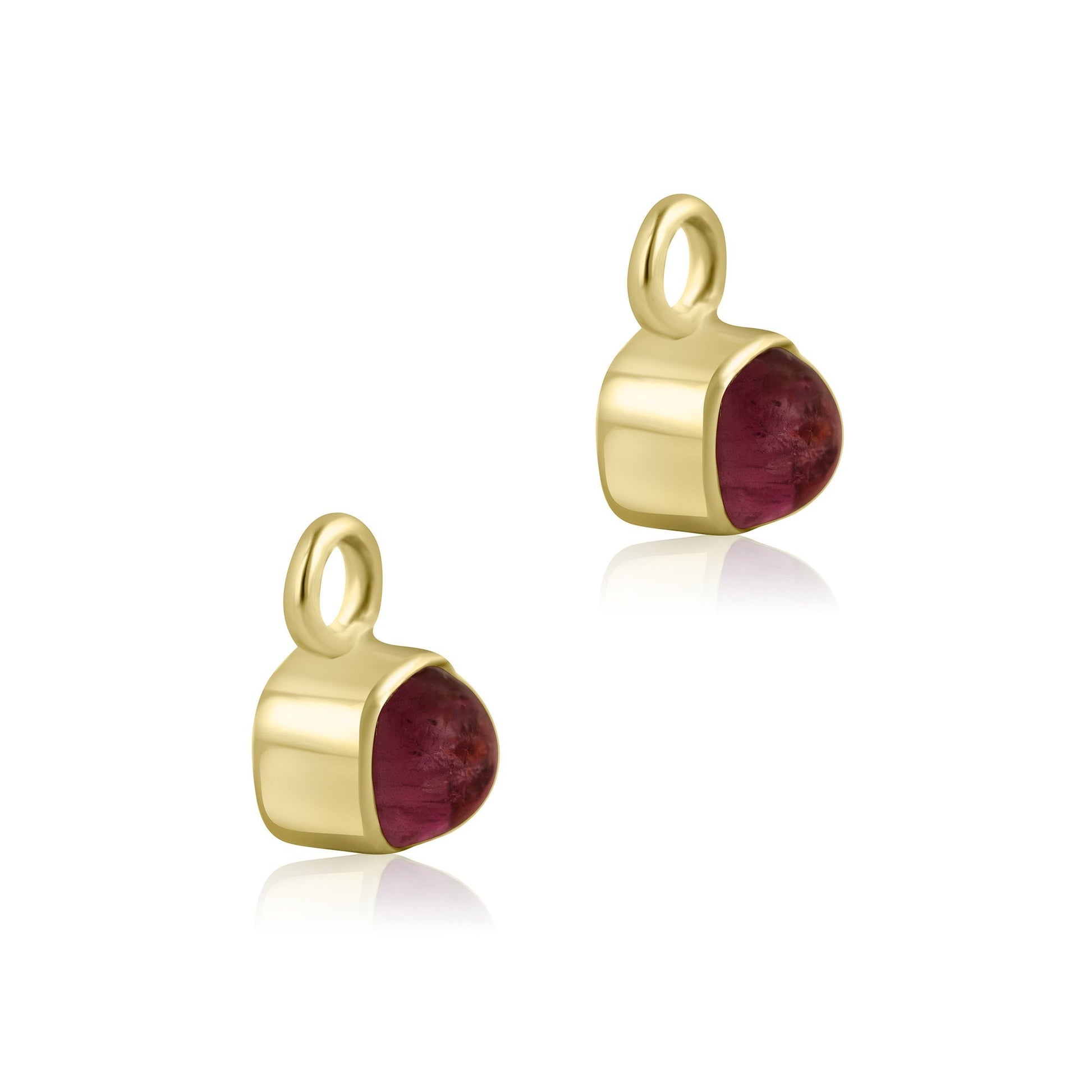 9ct Yellow Gold Pink Tourmaline Charms (For Hoop Earrings Sold Separately)