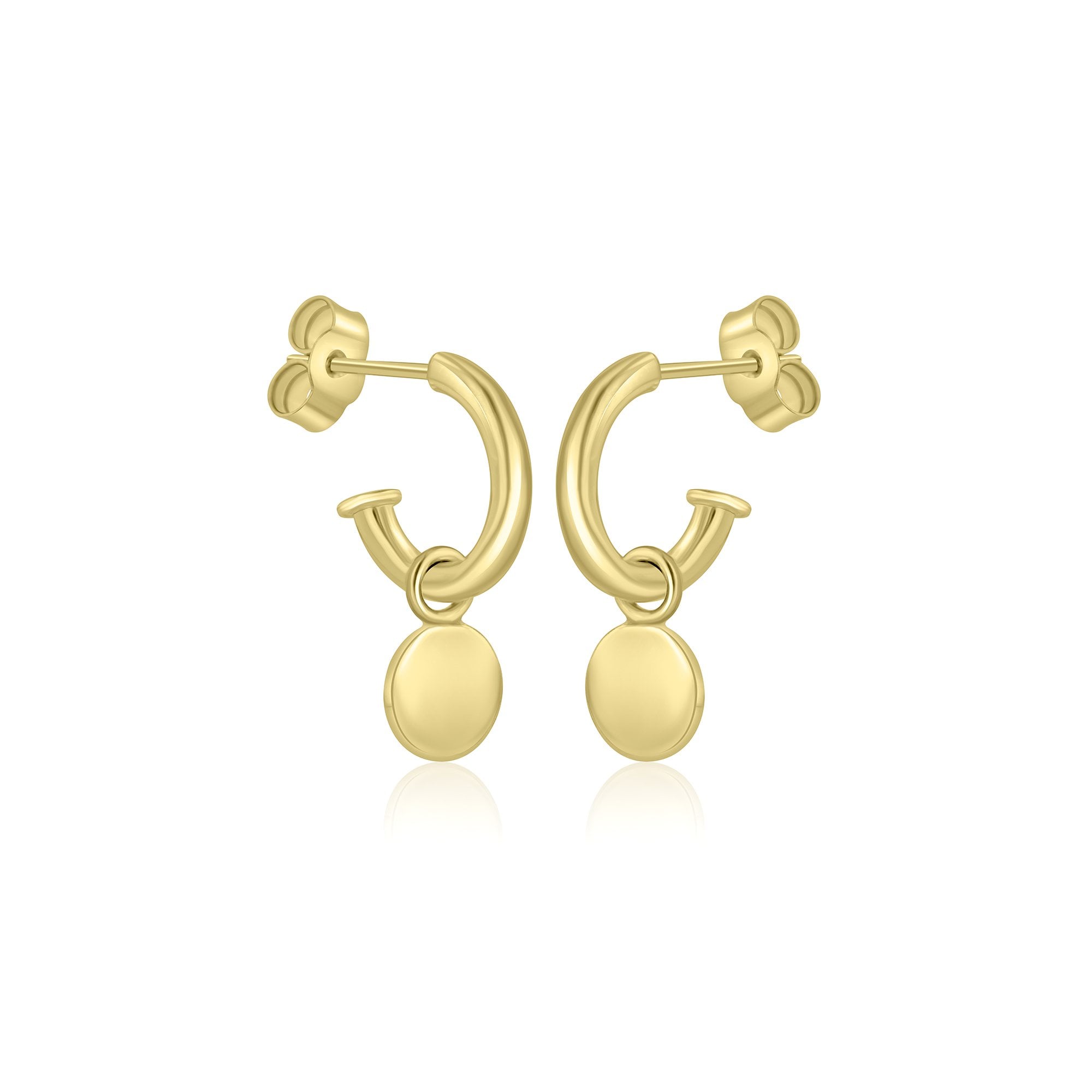 9ct Yellow Gold Plain Disc Charms (For Hoop Earrings Sold Separately)