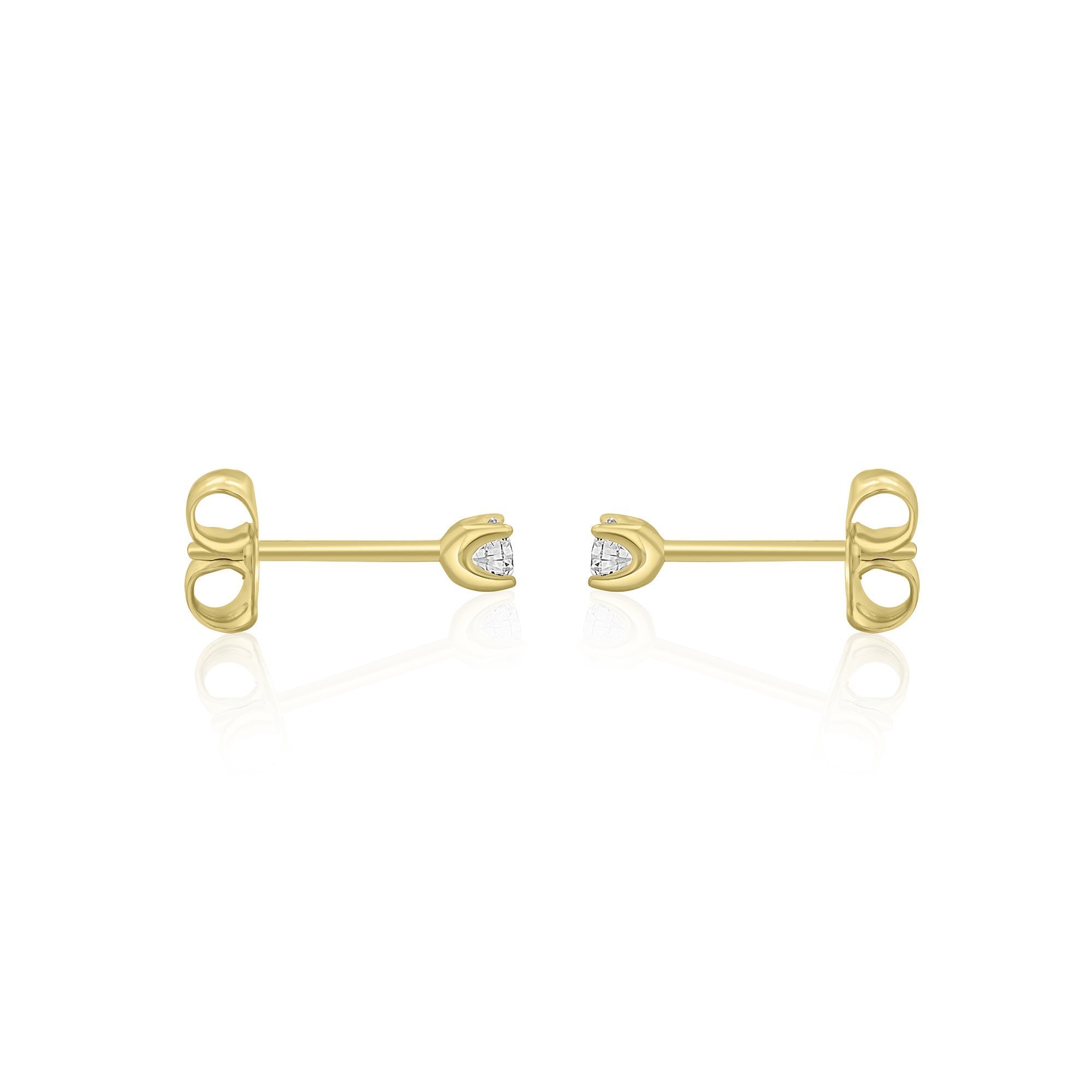 9ct Yellow Gold Round Diamond 4 Claw Stud Earrings Studs