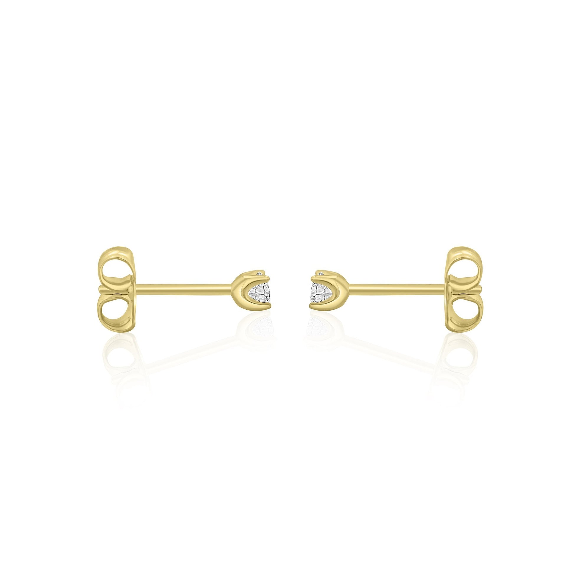 9ct Yellow Gold Round Diamond 4 Claw Stud Earrings Studs