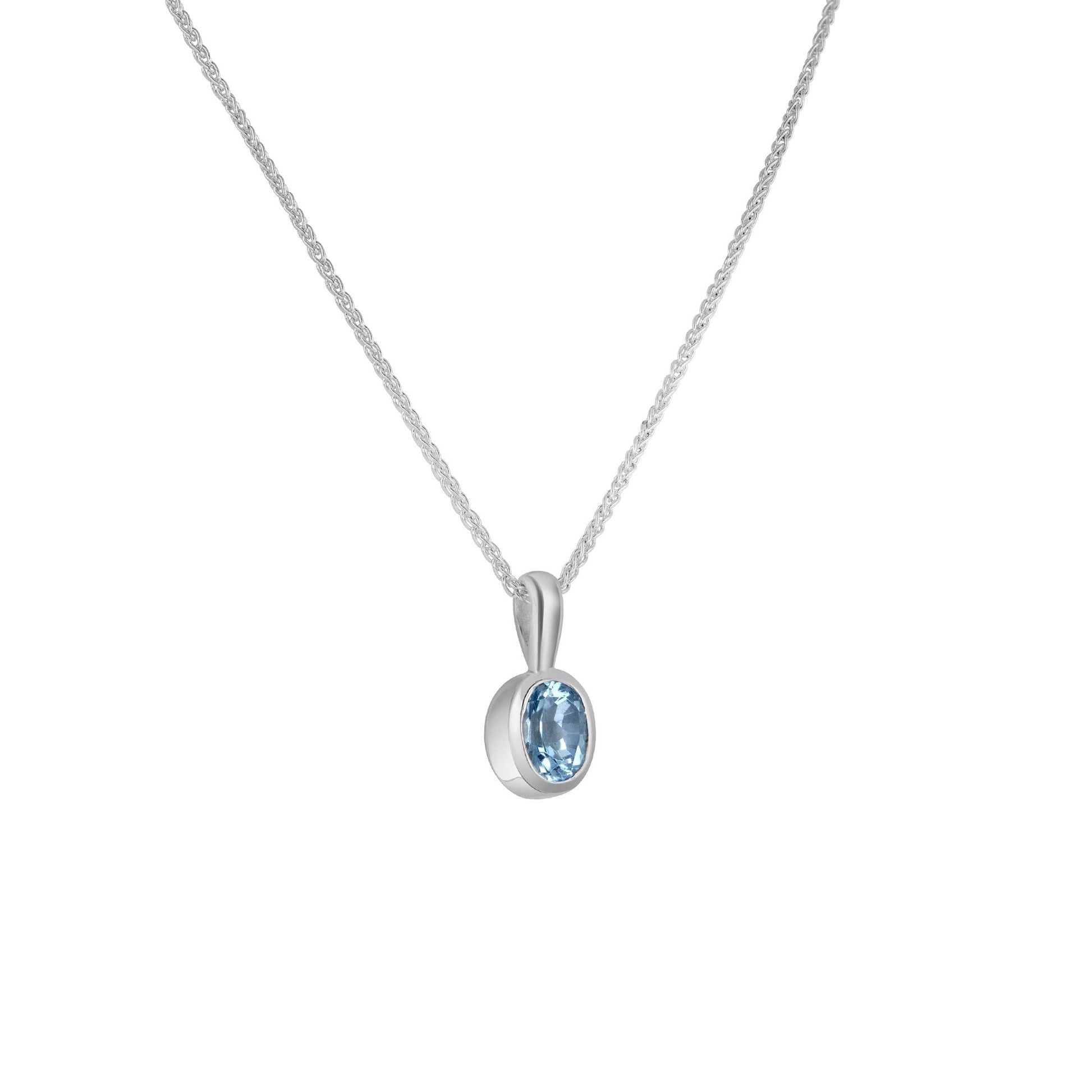 Sterling Silver and Oval Blue Topaz 18" Necklace