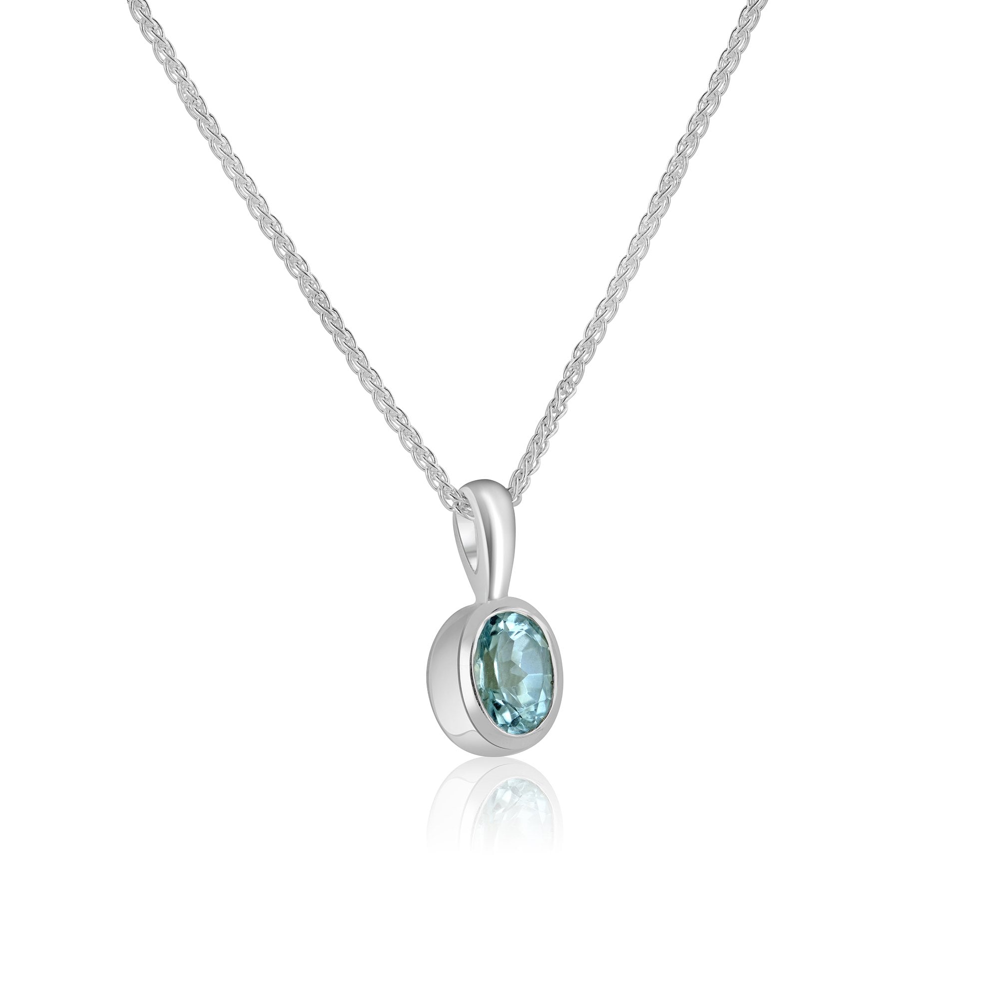 Sterling Silver and Oval Blue Topaz 18" Necklace