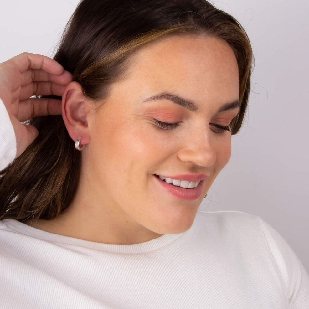 Sterling Silver Chunky Hinged Huggie Hoop Earrings
