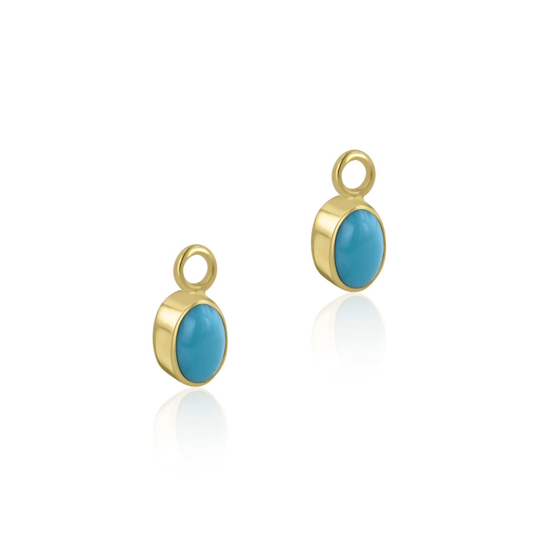 9ct Yellow Gold Oval Turquoise Charms (For Hoop Earrings Sold Separately)