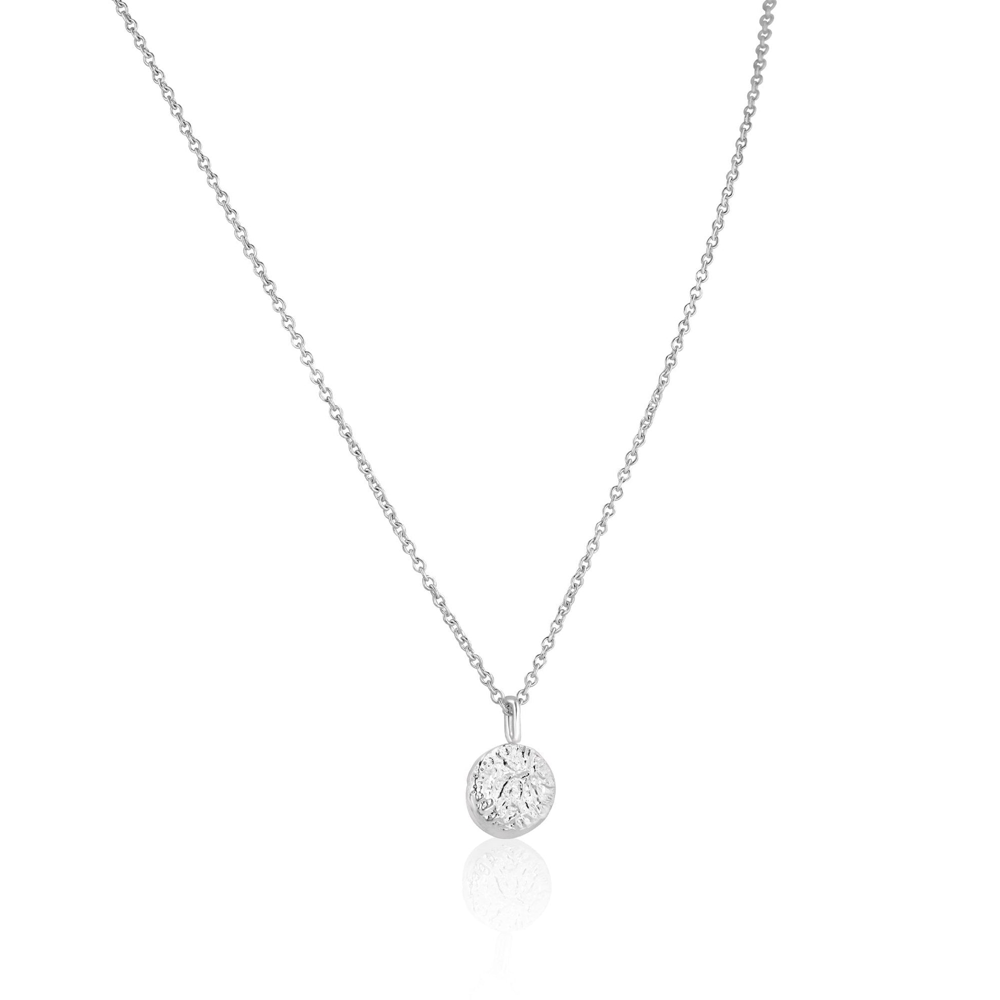 Sterling Silver Round Disc 'Lunar' Pendant With Adjustable Chain
