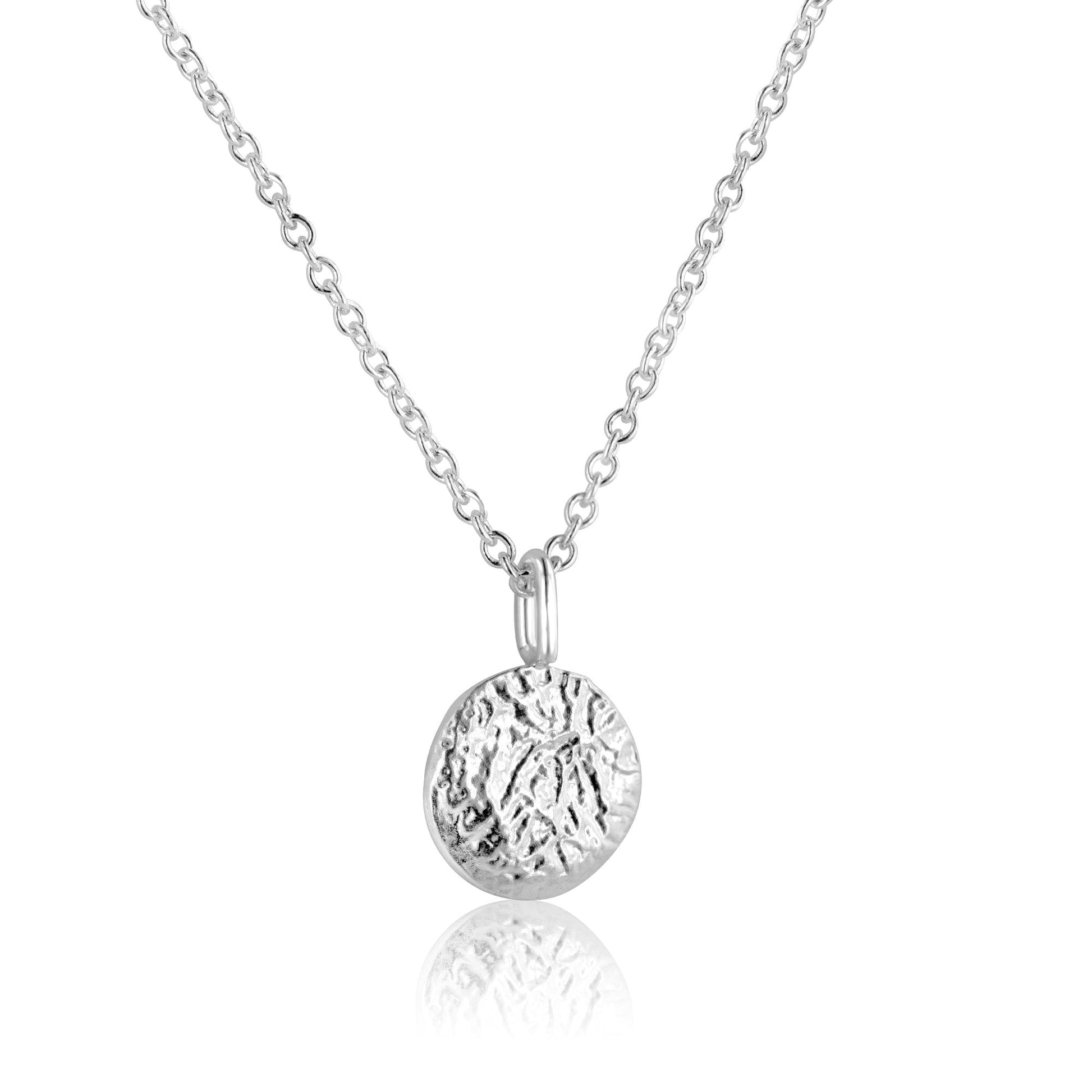 Sterling Silver Round Disc 'Lunar' Pendant With Adjustable Chain