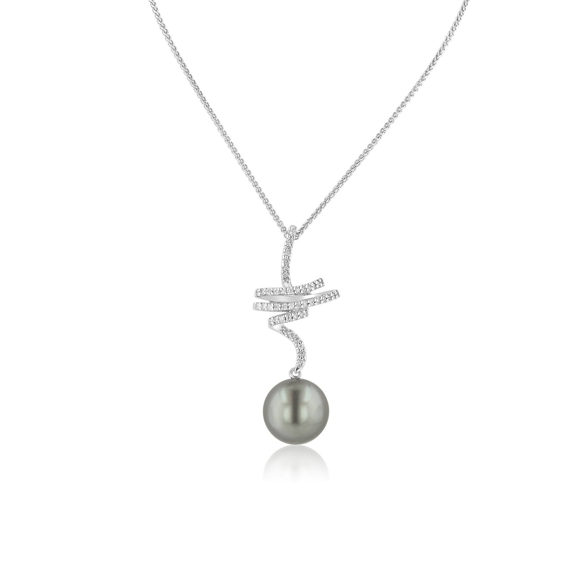 White Gold Tahitian Pearl and Diamond Necklace