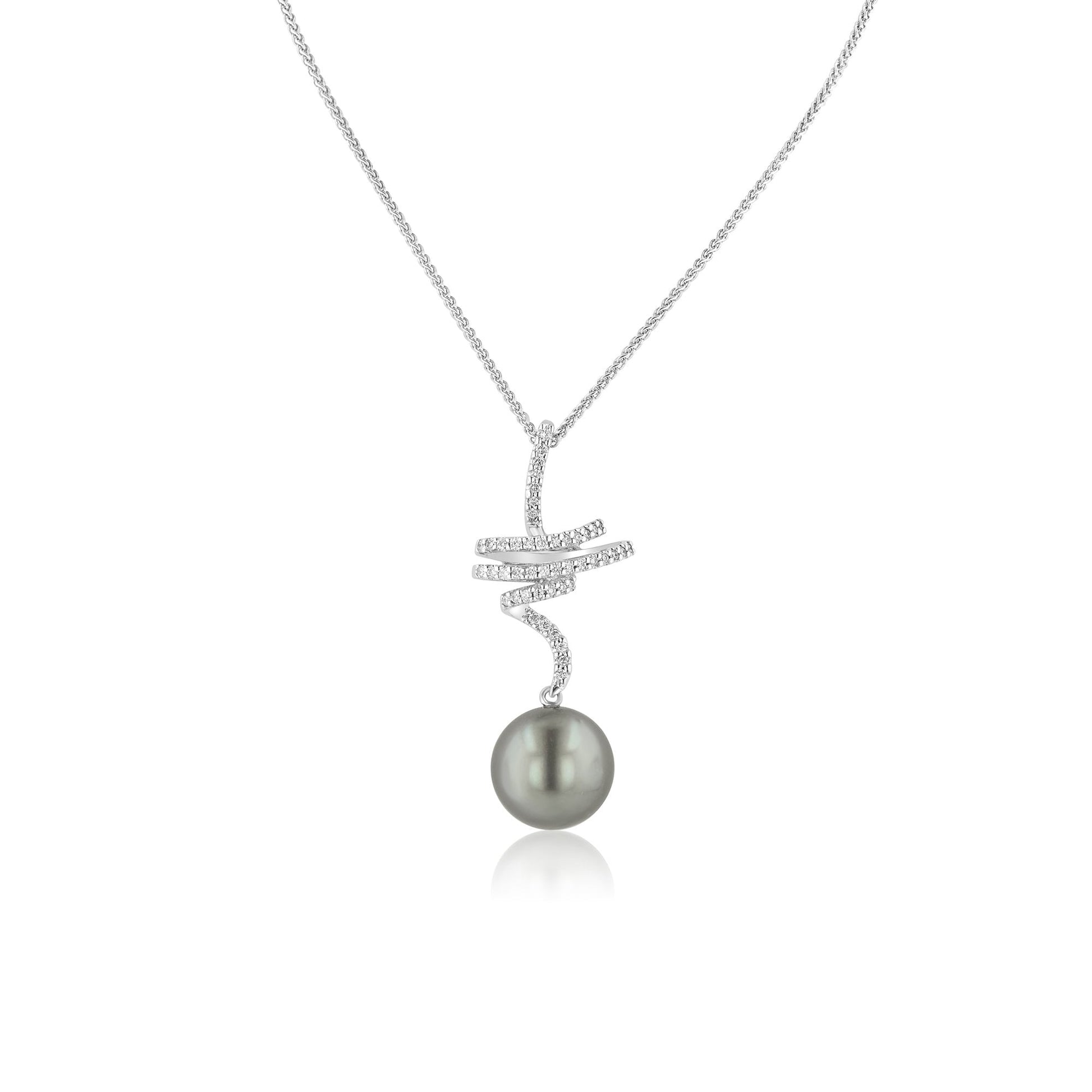 White Gold Tahitian Pearl and Diamond Necklace