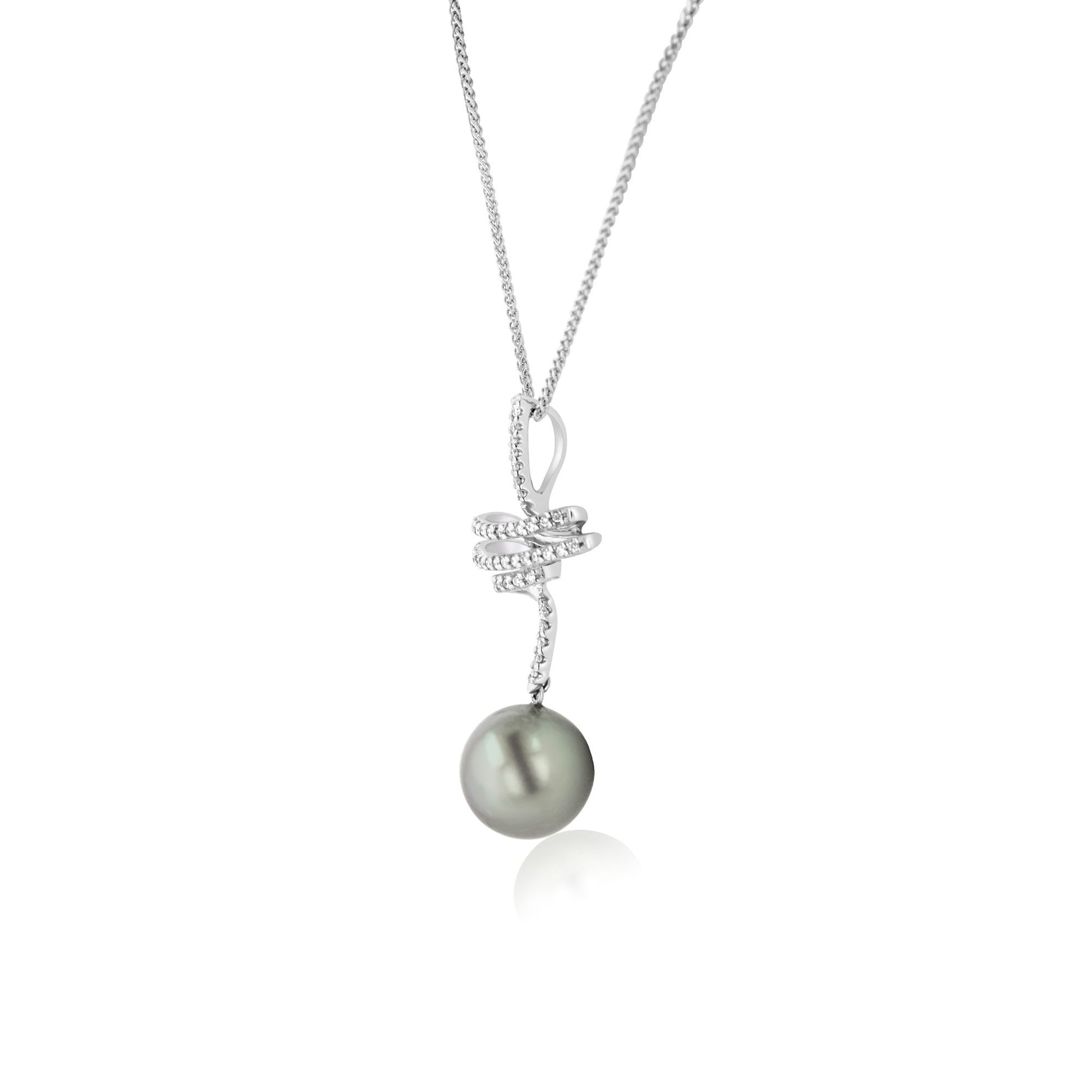 White Gold Tahitian Pearl and Diamond Necklace