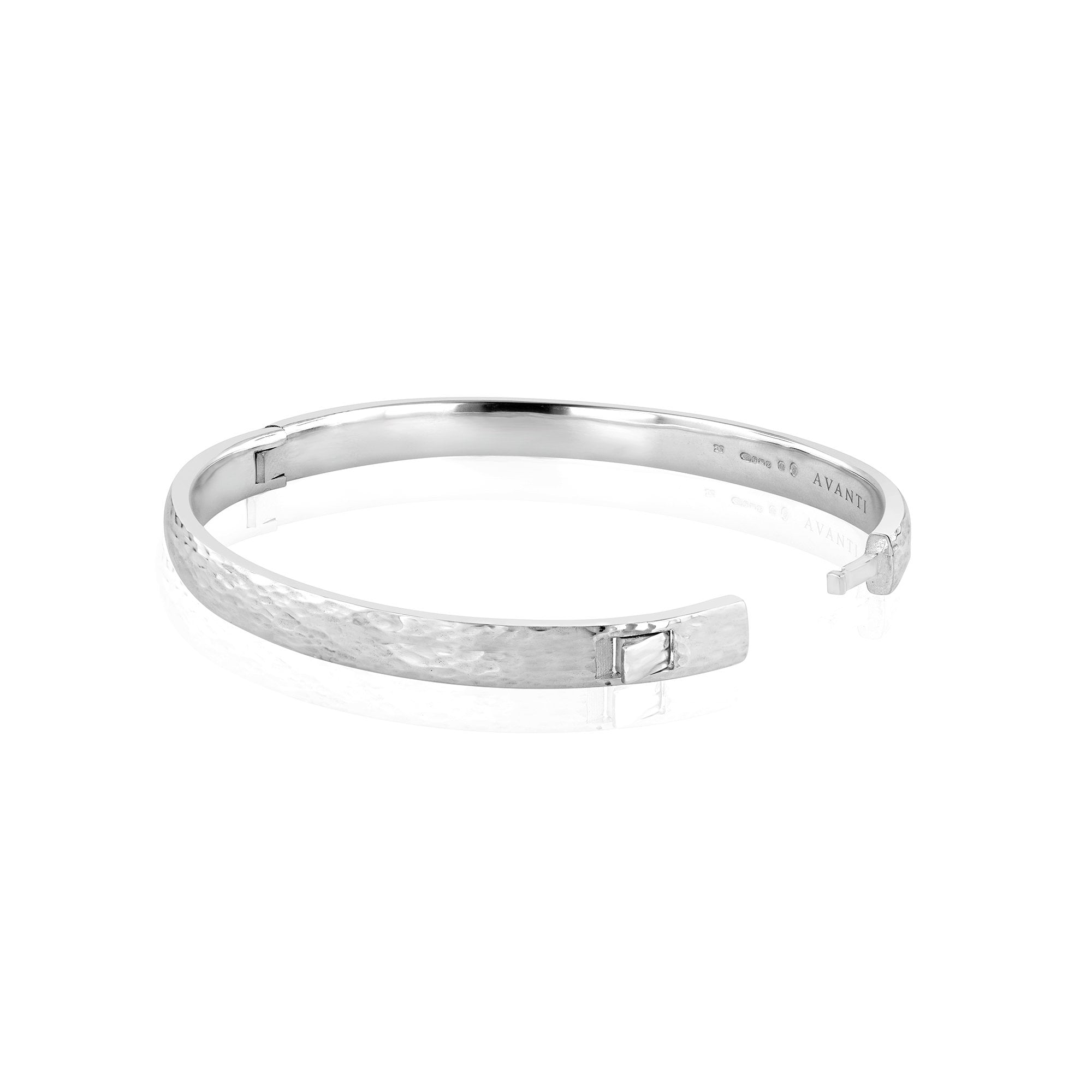 Sterling Silver Avanti 'HingeFit' Textured Finish Bangle