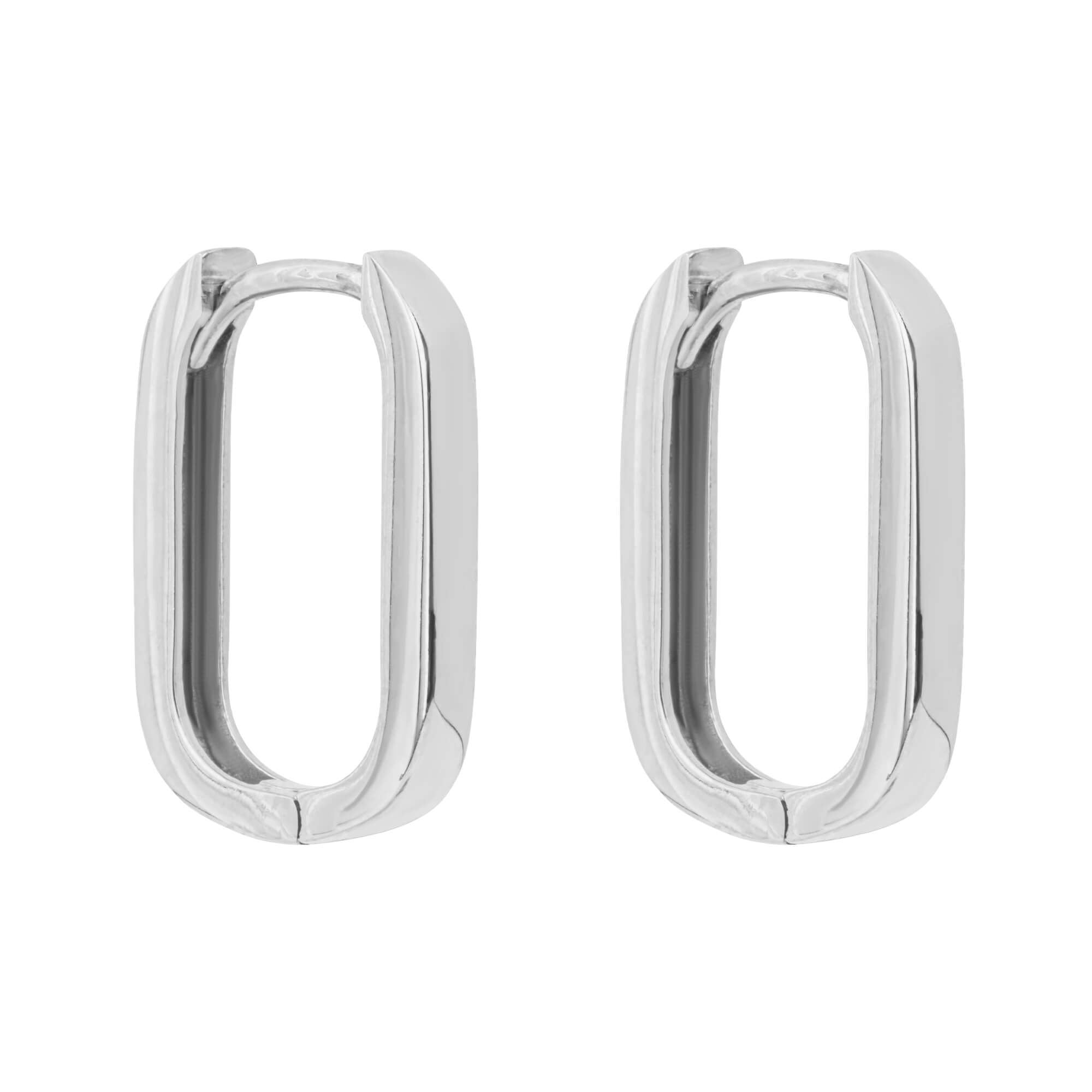 9ct White Gold U Shape Hoop Earrings