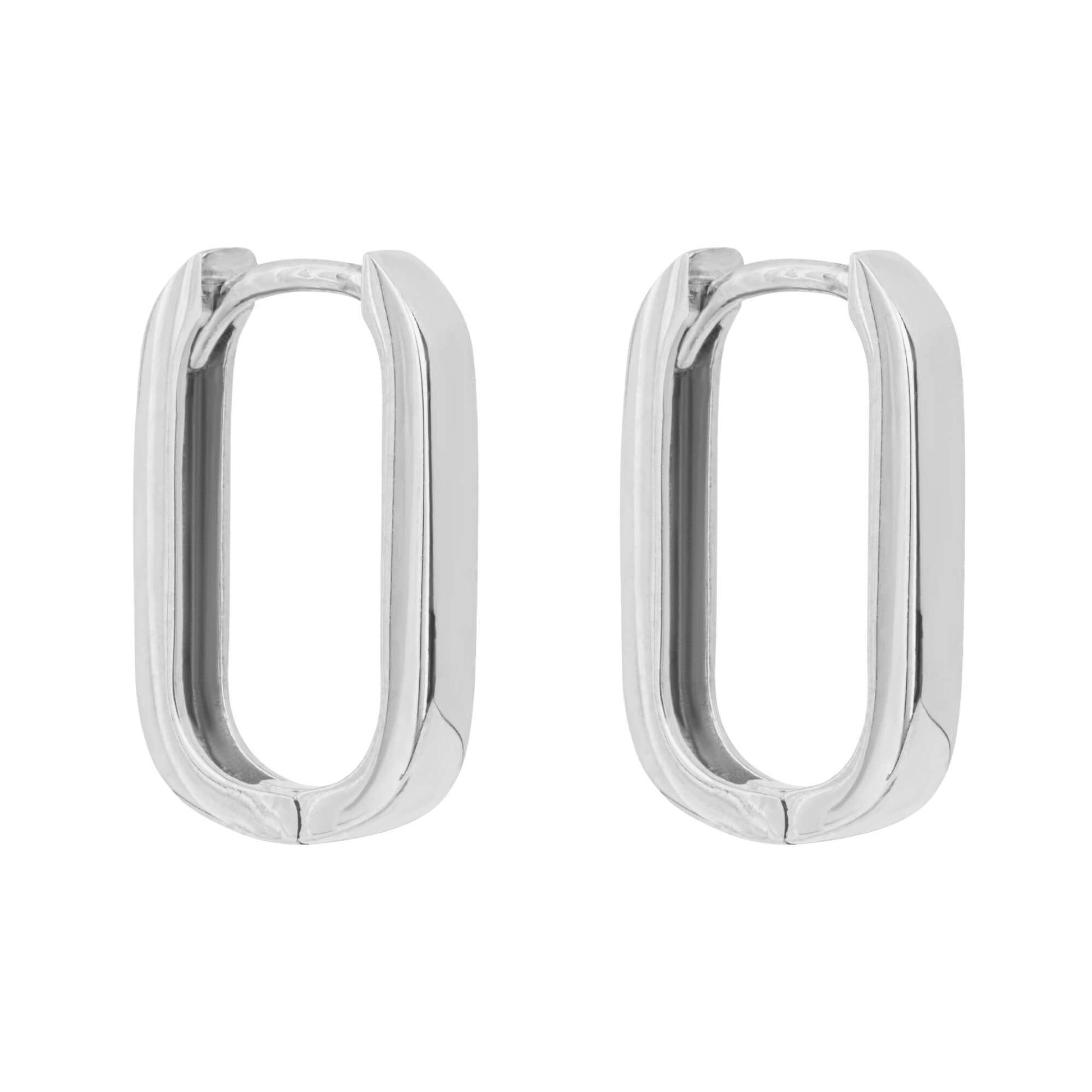 9ct White Gold U Shape Hoop Earrings