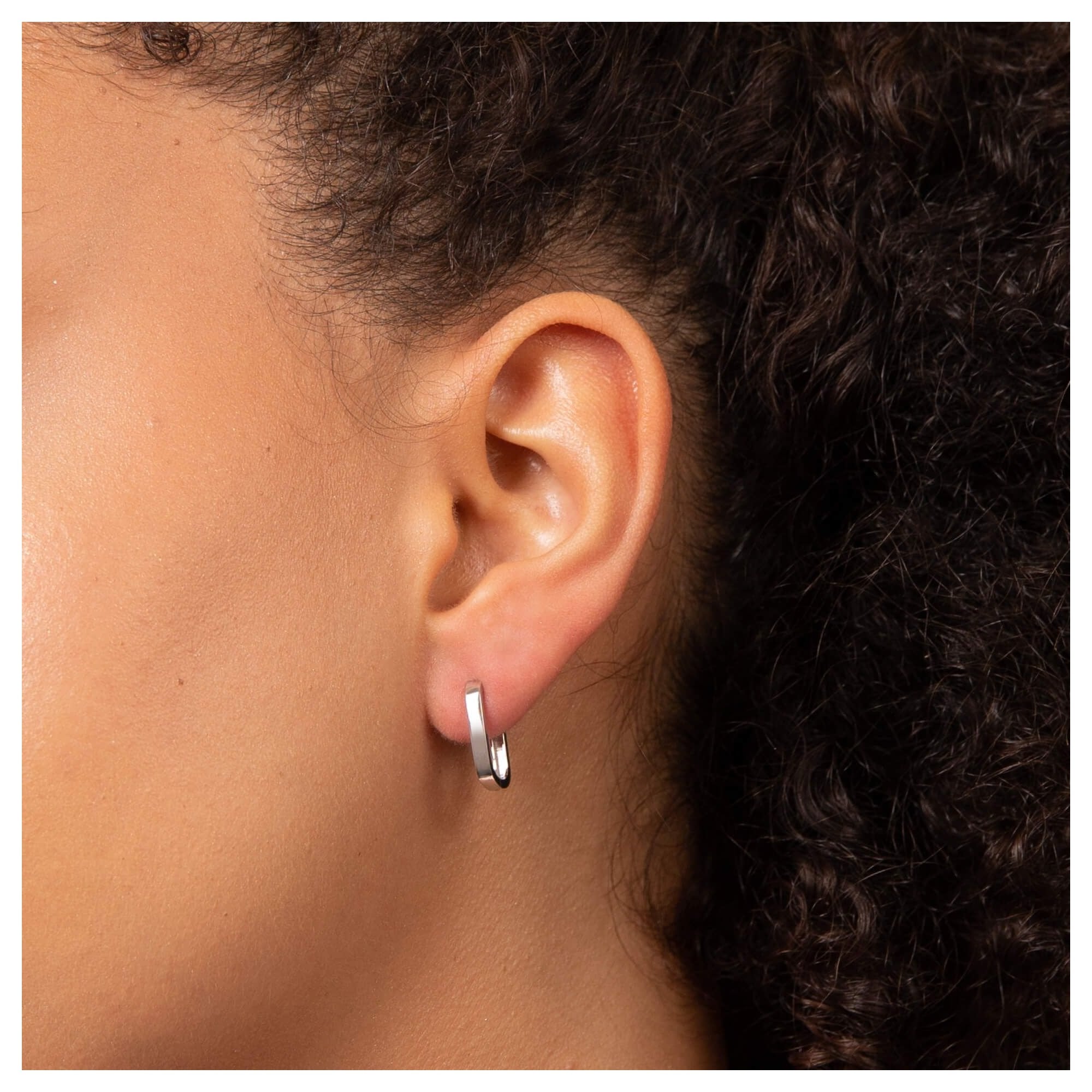 9ct White Gold U Shape Hoop Earrings