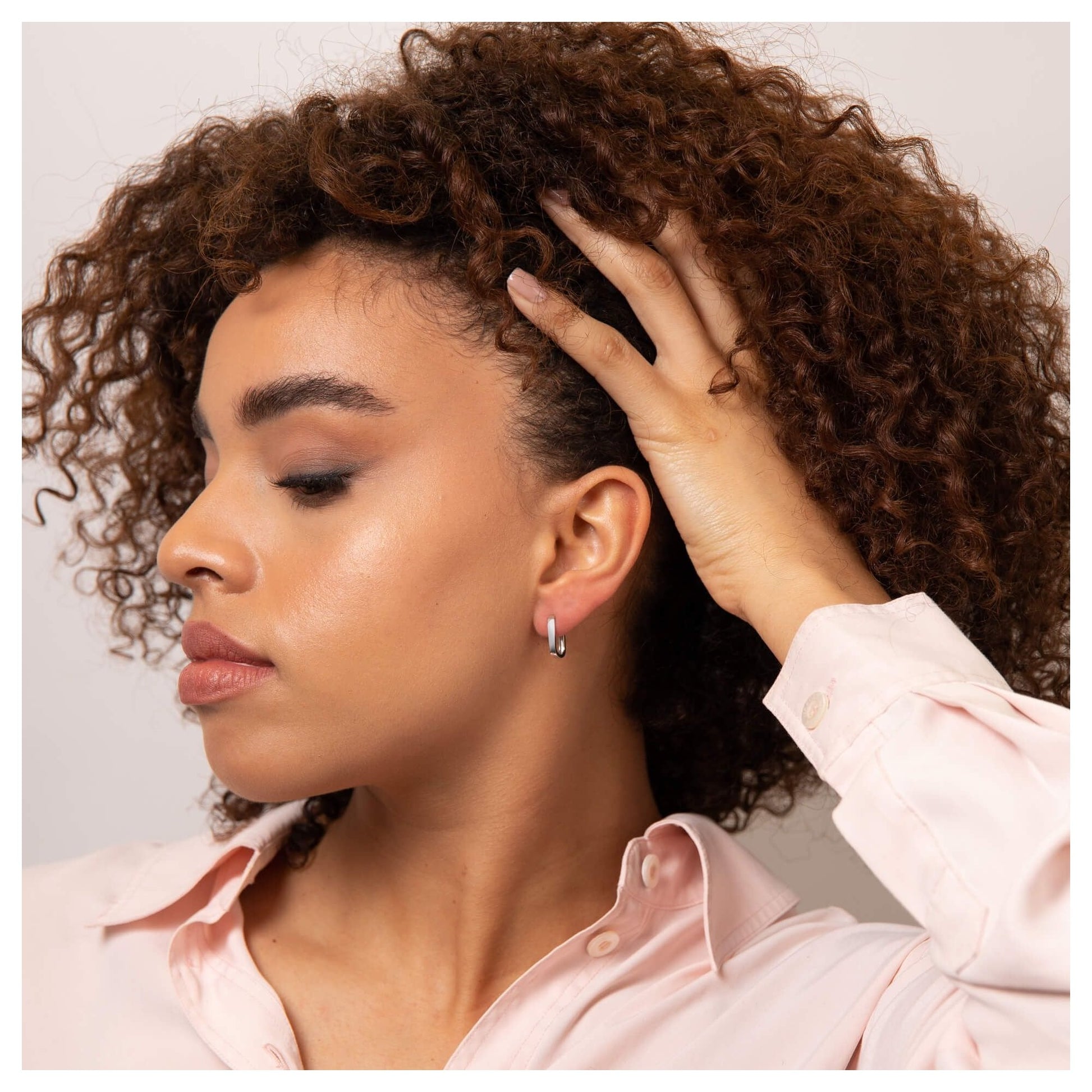 9ct White Gold U Shape Hoop Earrings