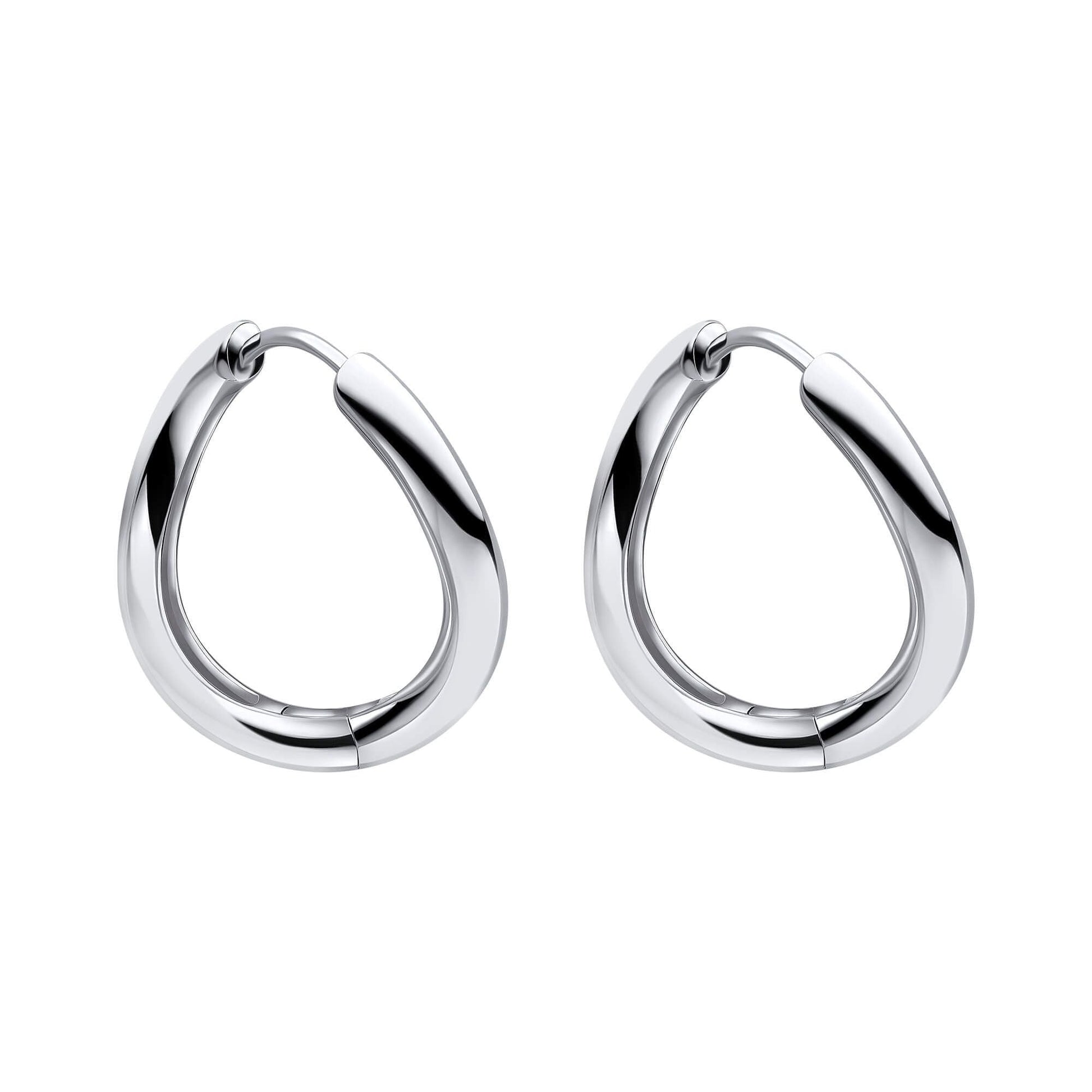 Silver Wave Shape Round Infinity Hoop Earring
