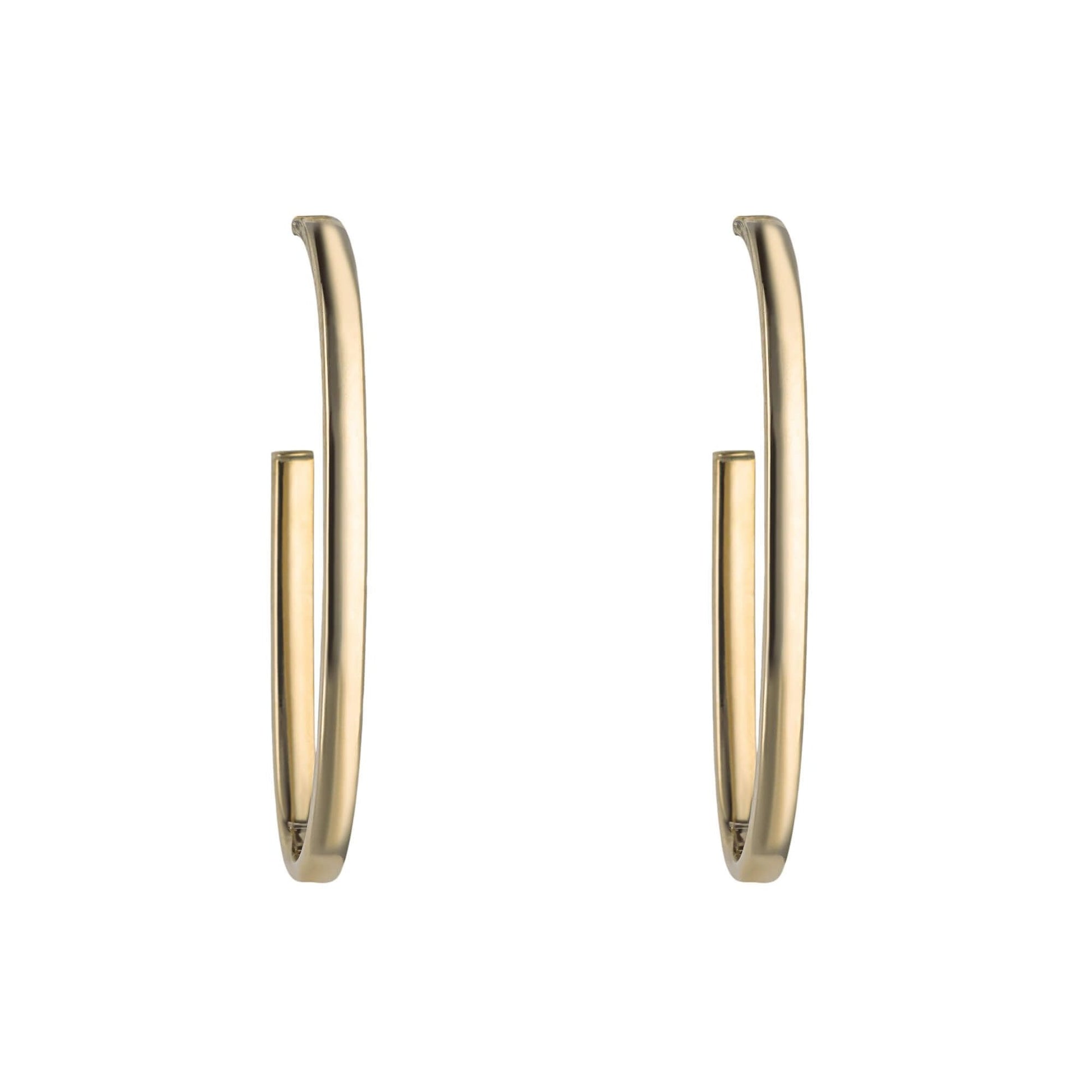 9ct Yellow Gold Open Oval 3/4 Hoop Earrings With Post And Butterfly