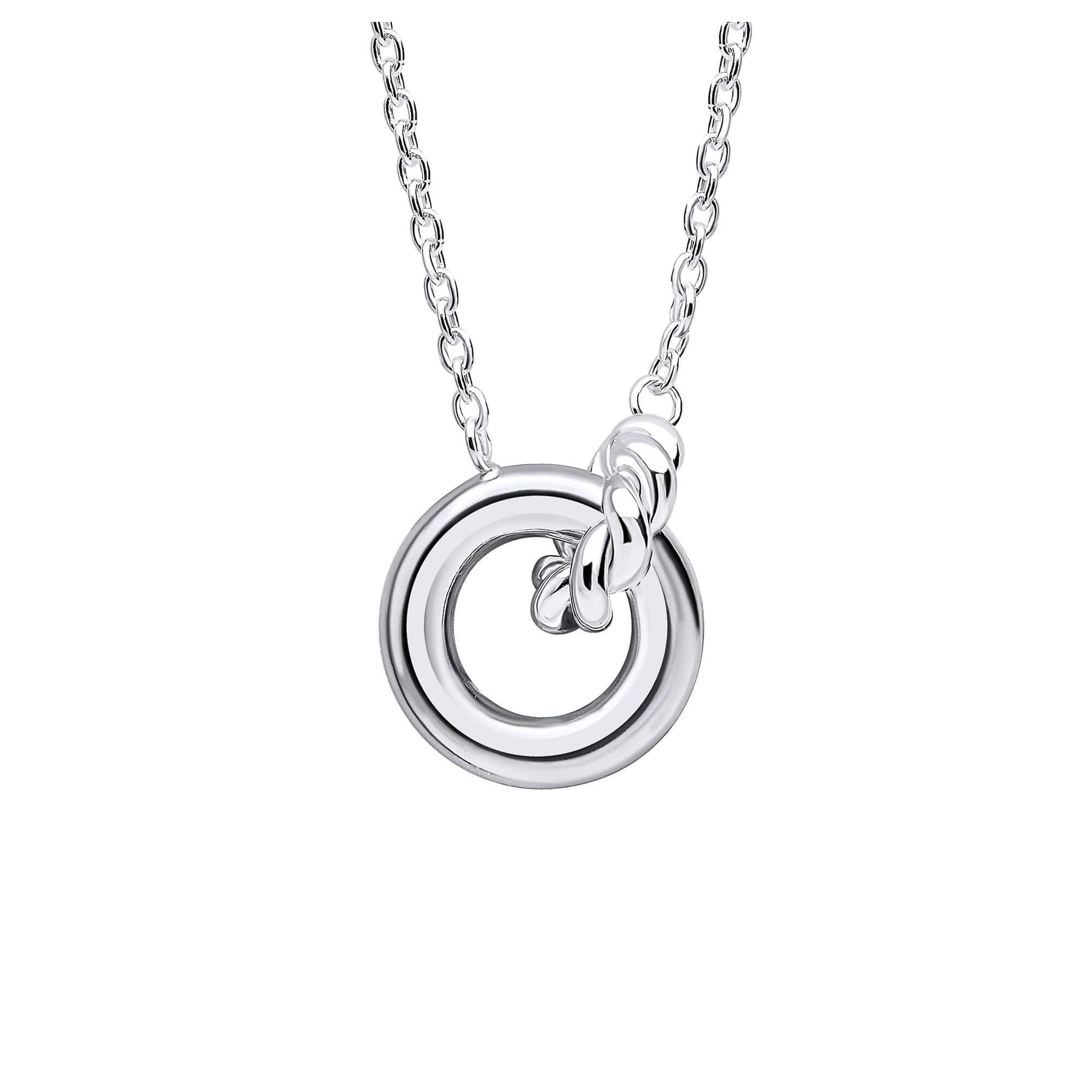 Silver Rope & Plain Circle Linked Necklace On Trace Chain
