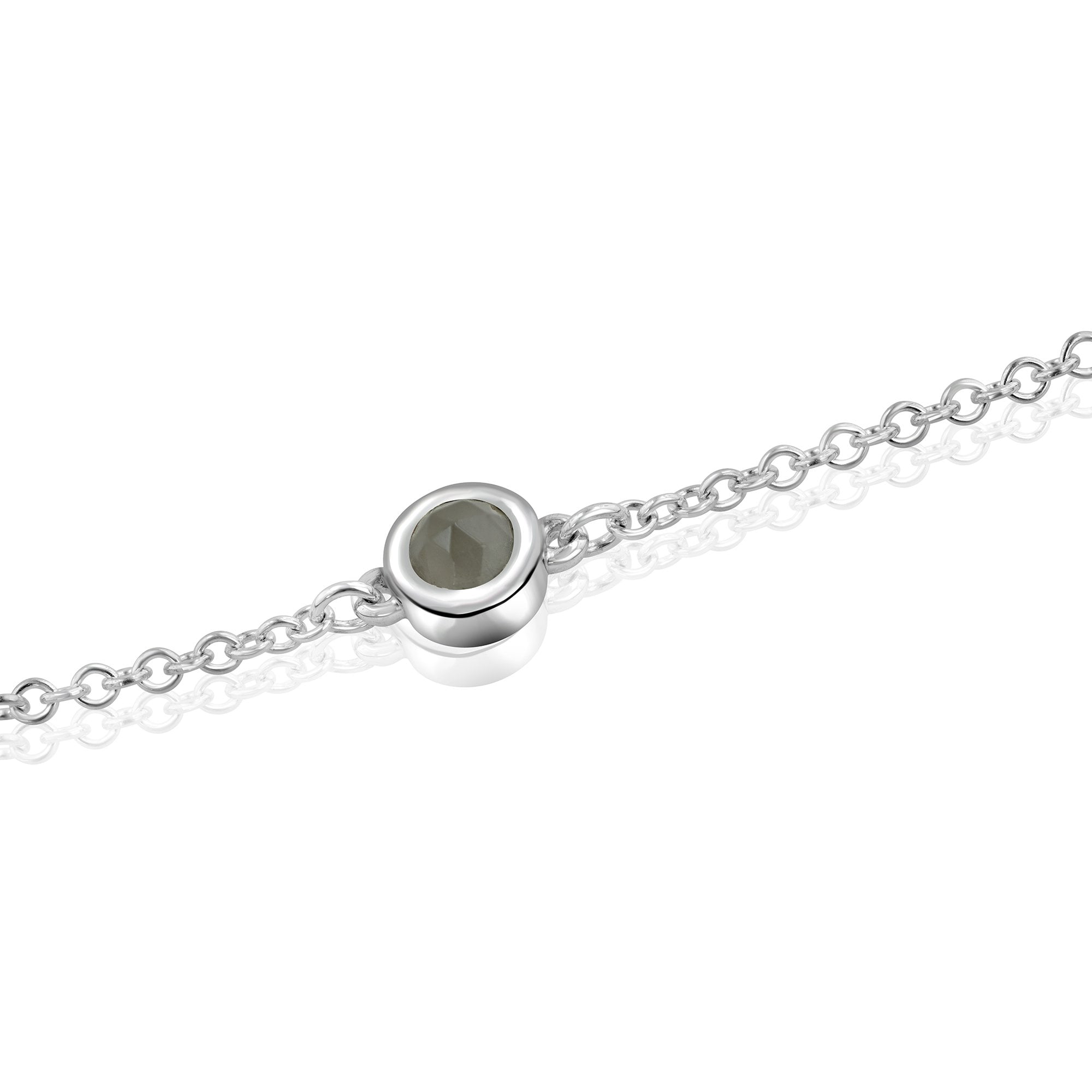 Sterling Silver Moonstone Charm Bracelet (June Birthstone)