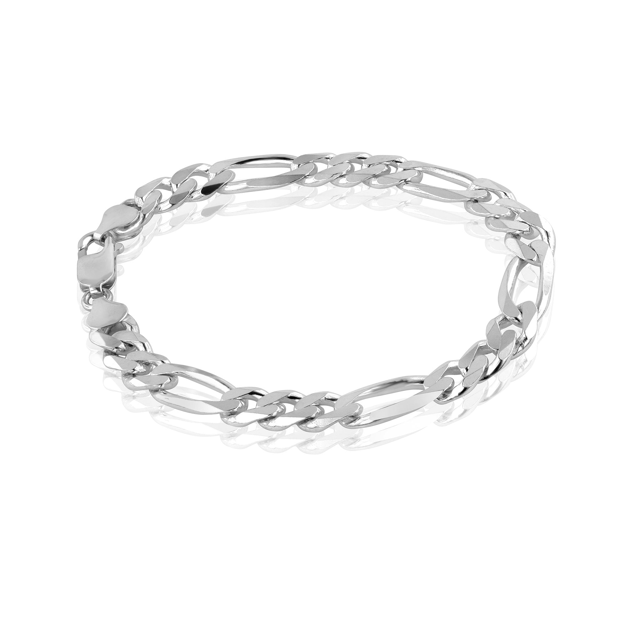 Men's Sterling Silver 8.5"/22cm Filed Figaro Bracelet