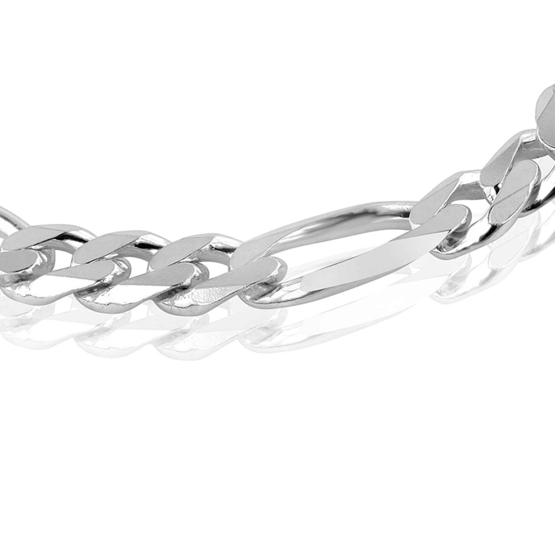 Men's Sterling Silver 8.5"/22cm Filed Figaro Bracelet