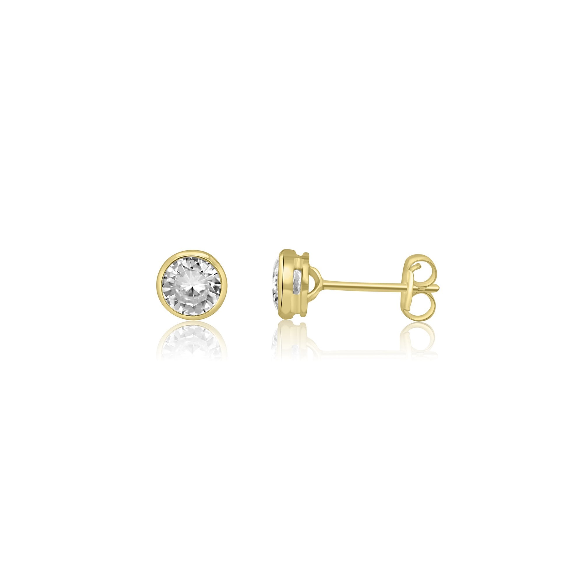 9ct Yellow Gold and 5mm Round Cubic Zirconia Stud Earrings