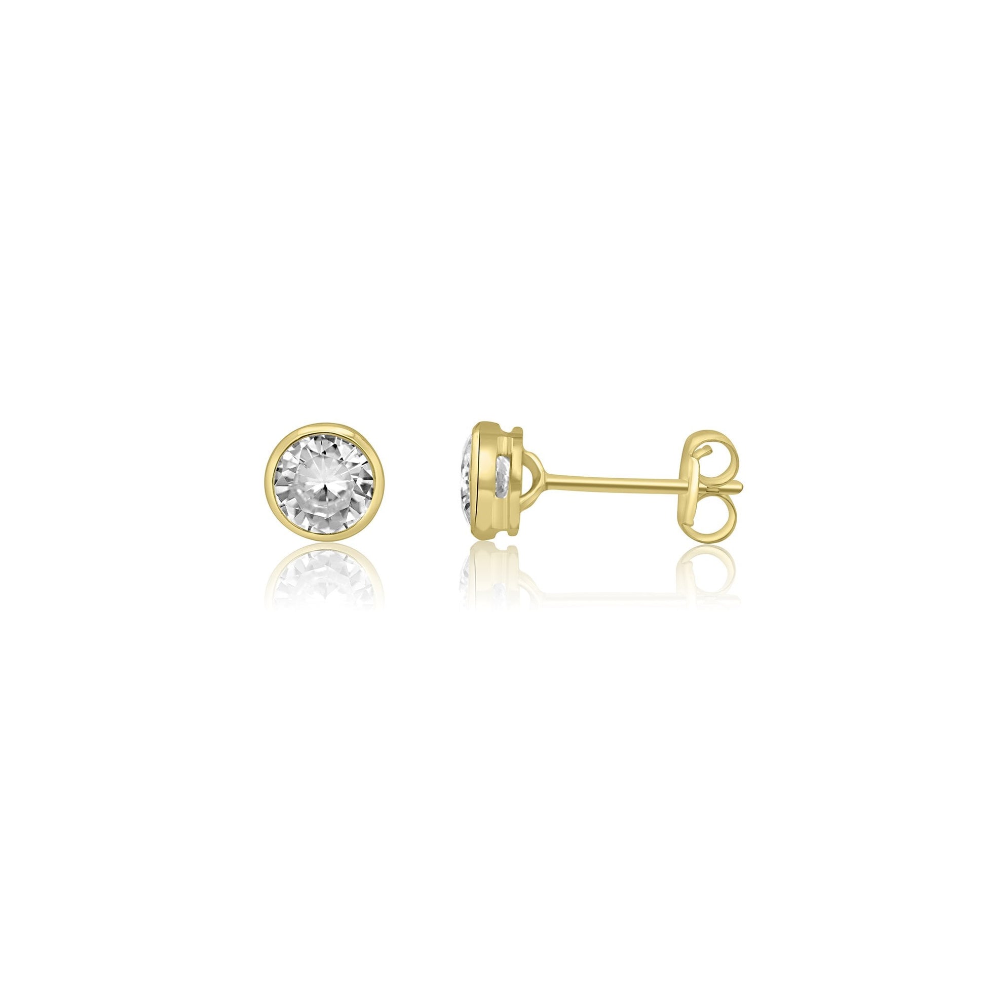 9ct Yellow Gold and 5mm Round Cubic Zirconia Stud Earrings