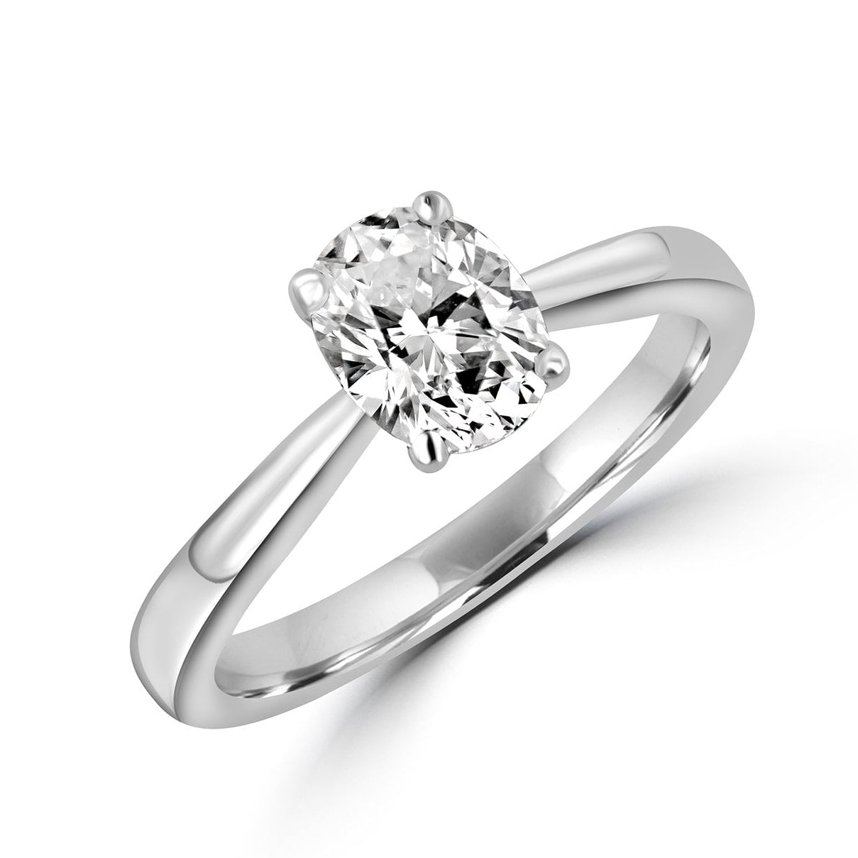 Platinum 1.04ct Oval Natural Diamond Solitaire Engagement Ring
