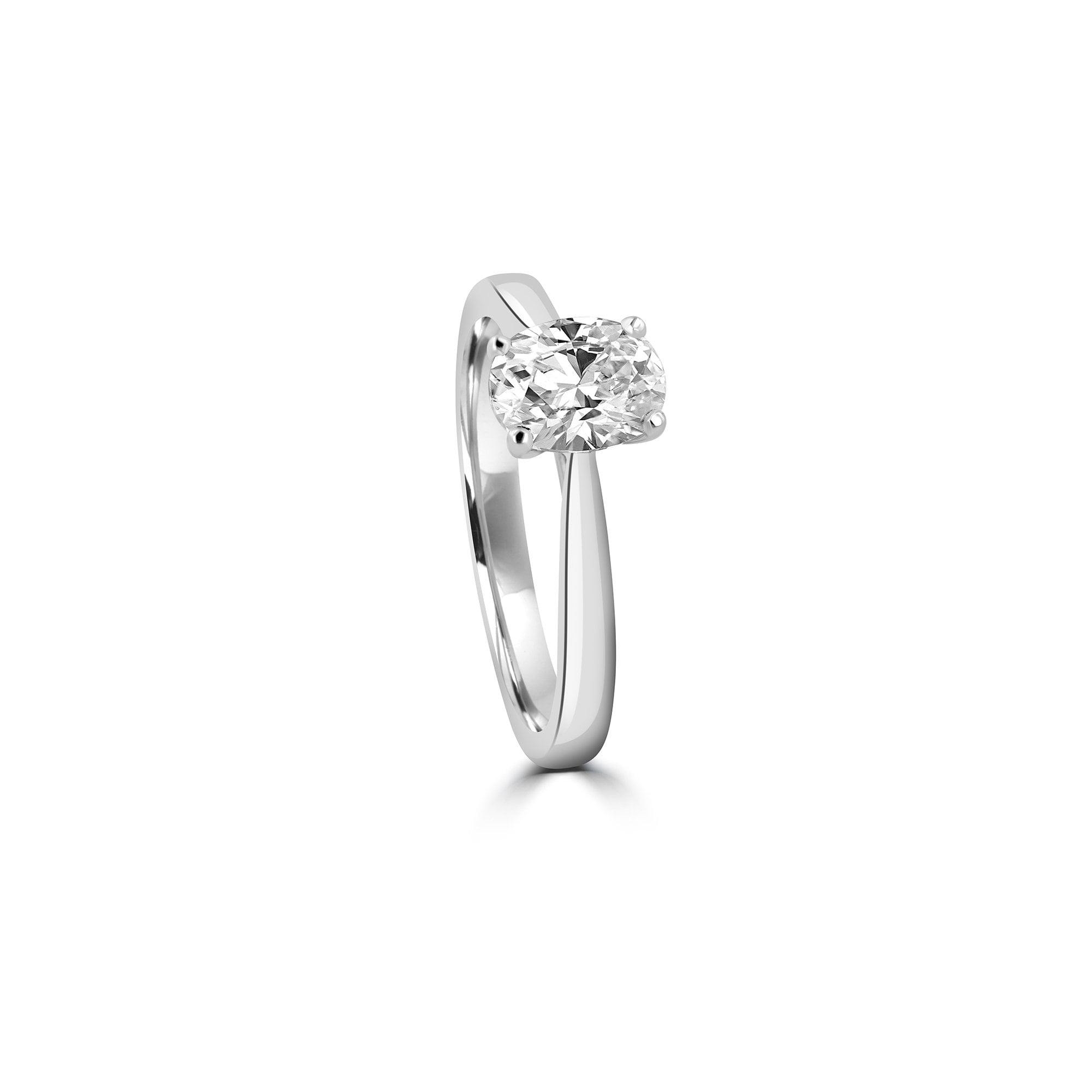 Platinum 1.04ct Oval Natural Diamond Solitaire Engagement Ring