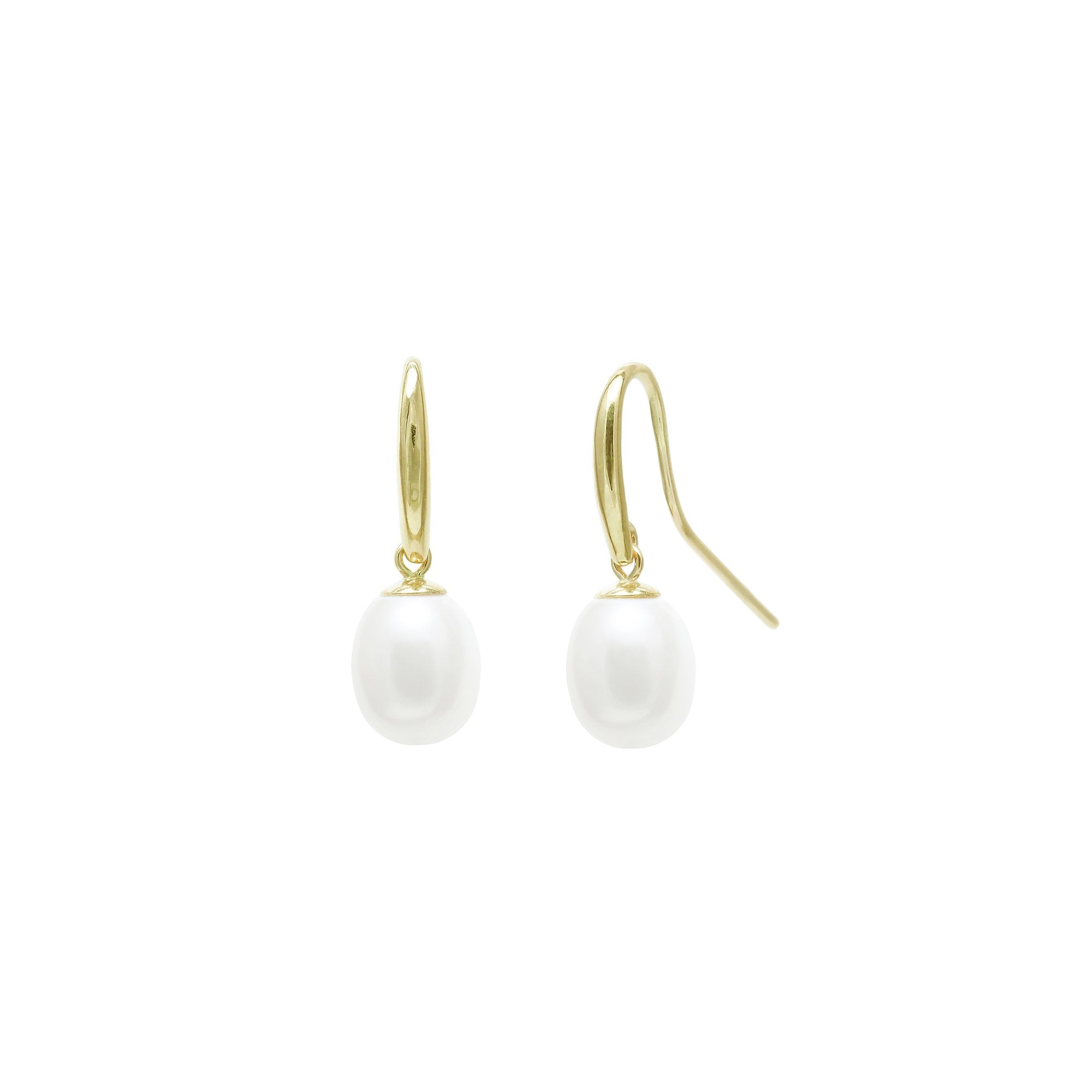 9ct Yellow Gold Teardrop Cultured Freshwater Pearl Drop Earring