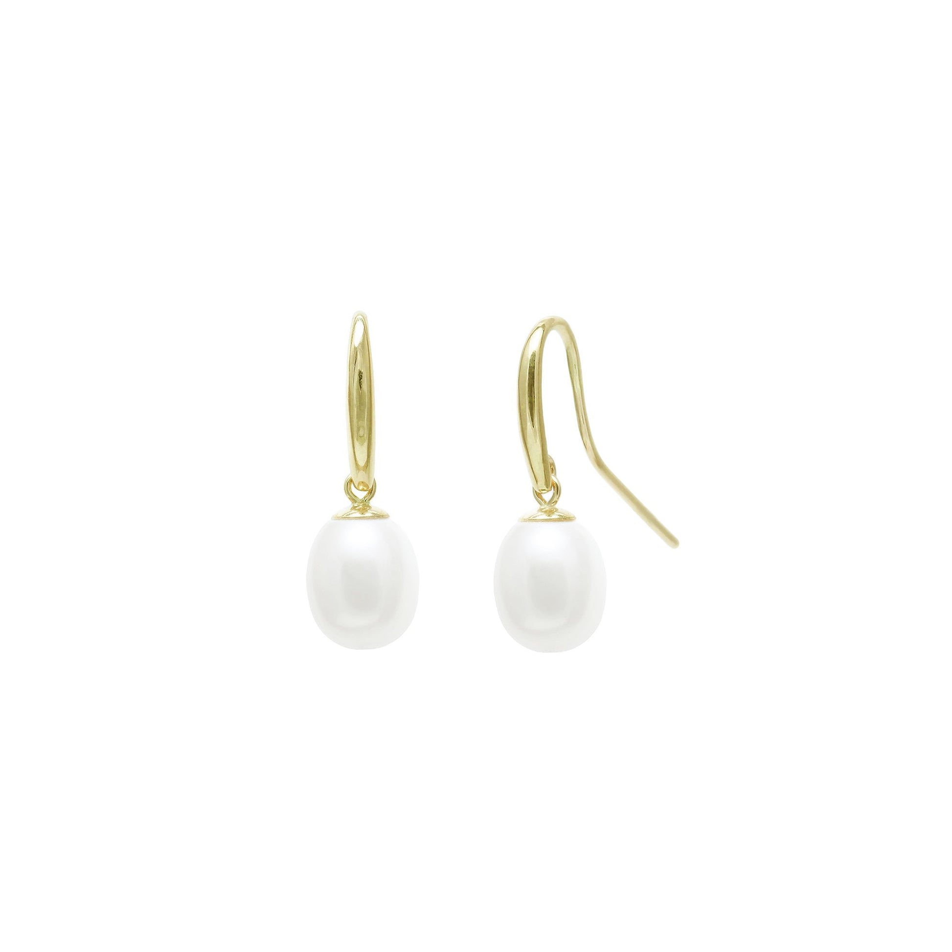 9ct Yellow Gold Teardrop Cultured Freshwater Pearl Drop Earring
